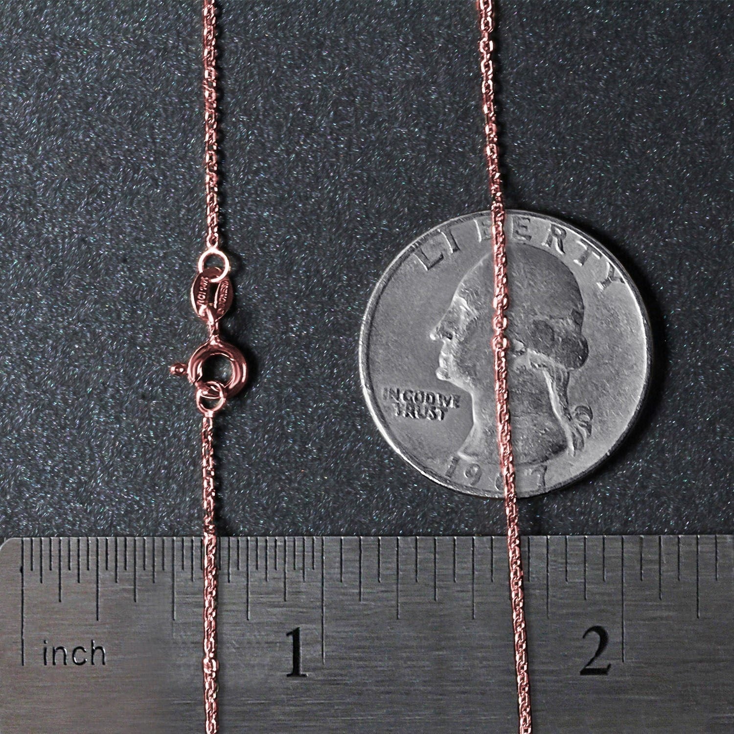 18k Rose Gold Diamond Cut Cable Link Chain (1.10 mm)
