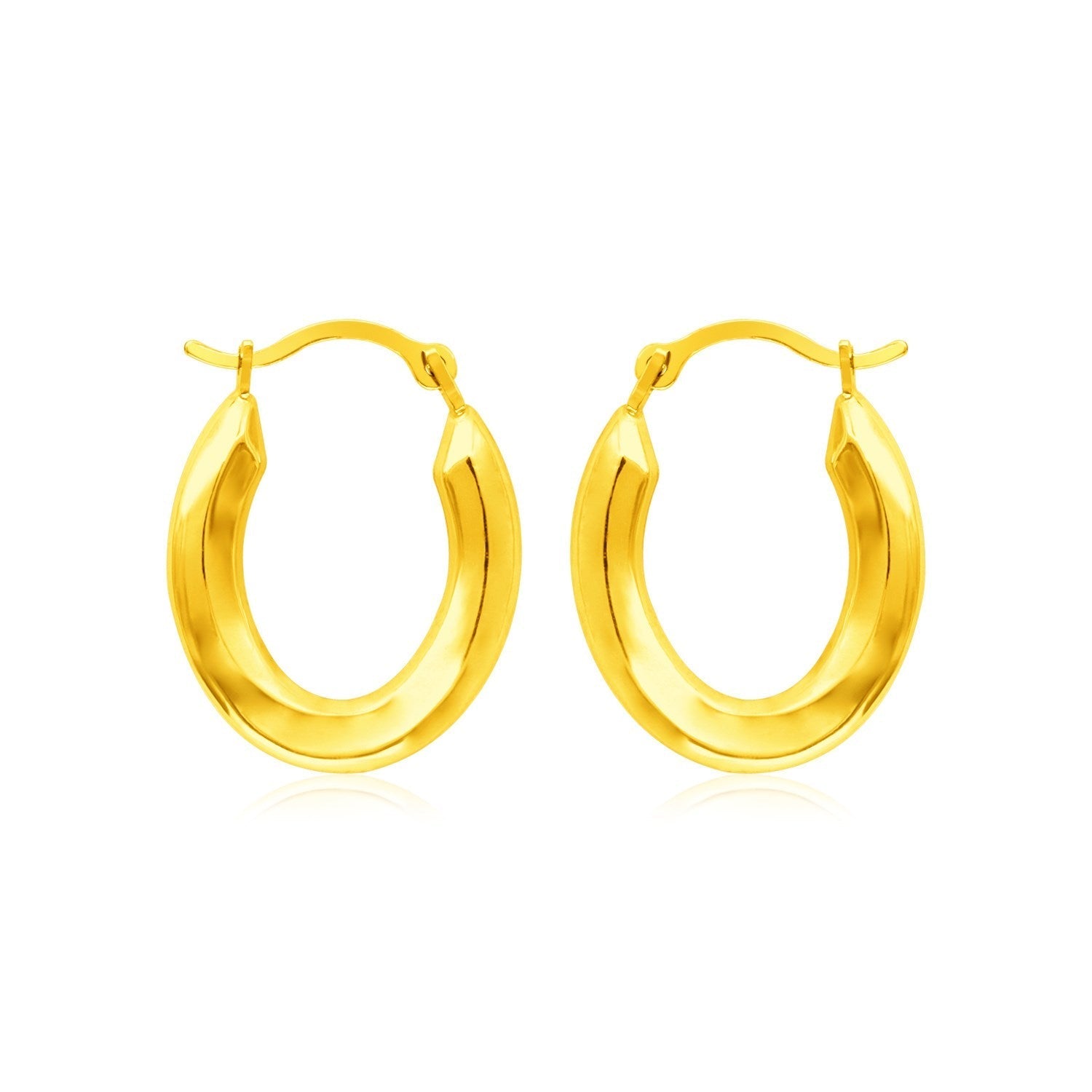 14k Yellow Gold Polished Oval Hoop Earrings