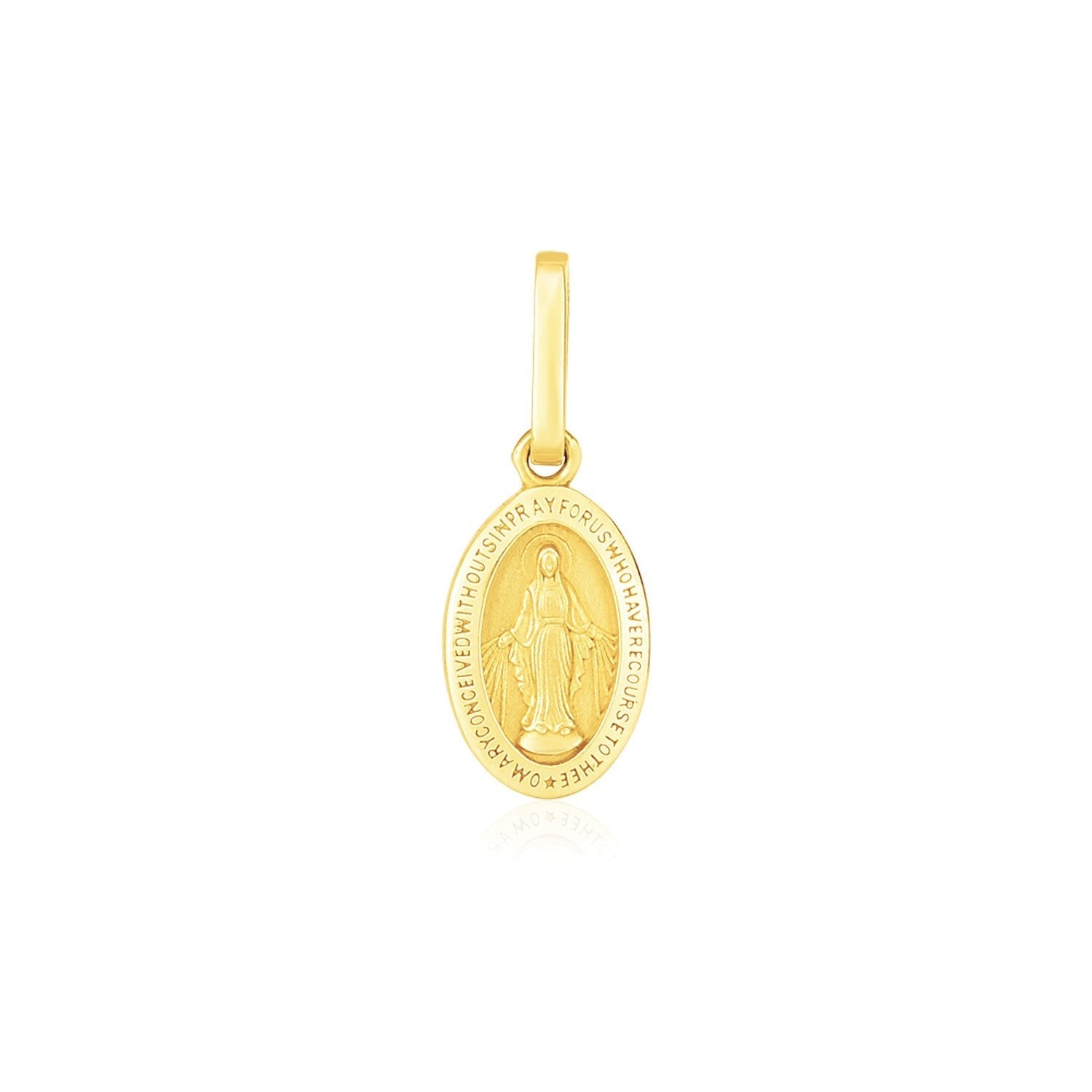 14k Yellow Gold Oval Religious Medal Pendant