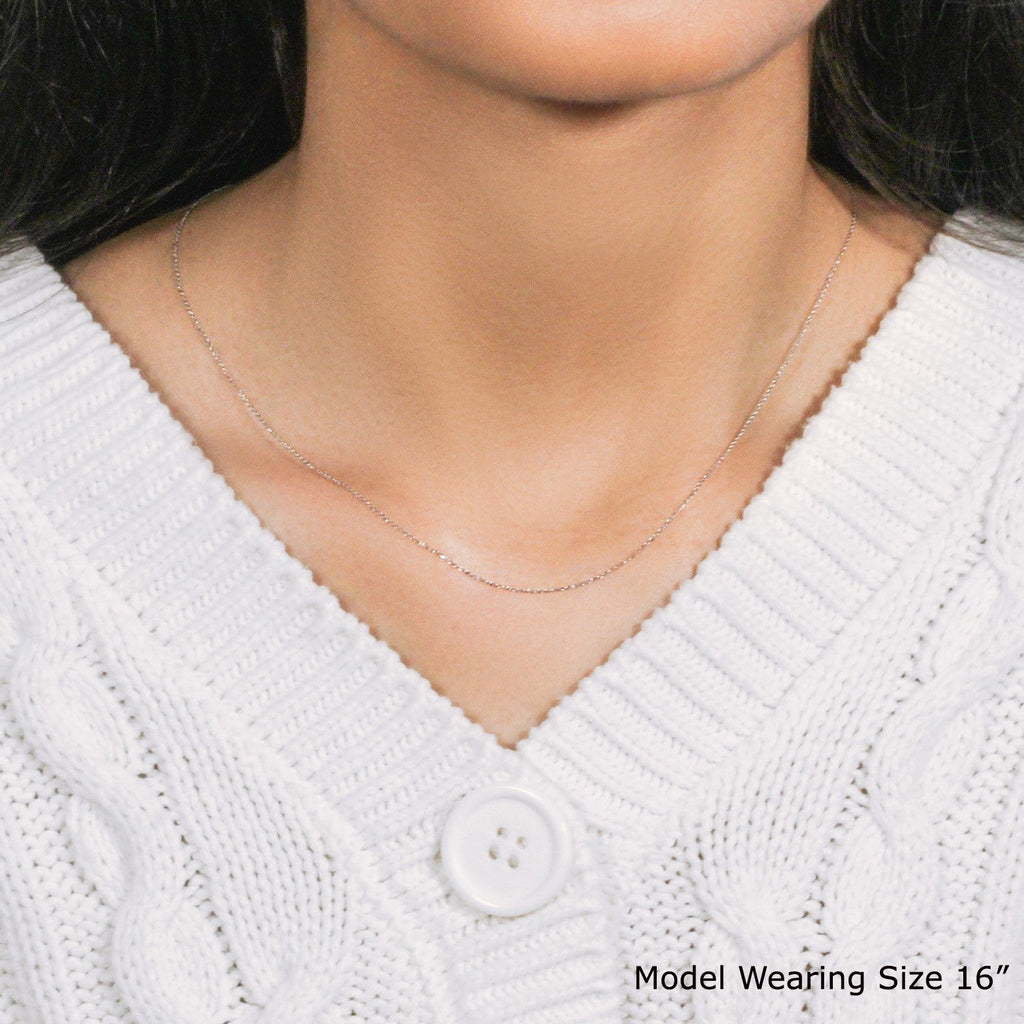 14k White Gold Diamond Cut Cable Link Chain (0.68 mm)