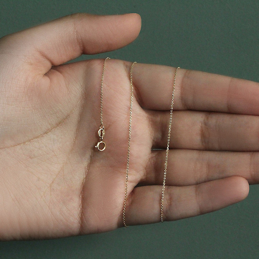 14k Yellow Gold Diamond Cut Cable Link Chain (0.68 mm)