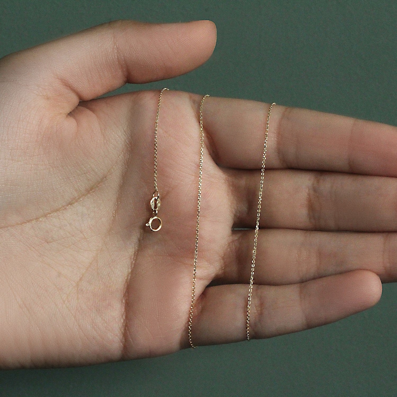 14k Yellow Gold Diamond Cut Cable Link Chain (0.68 mm)