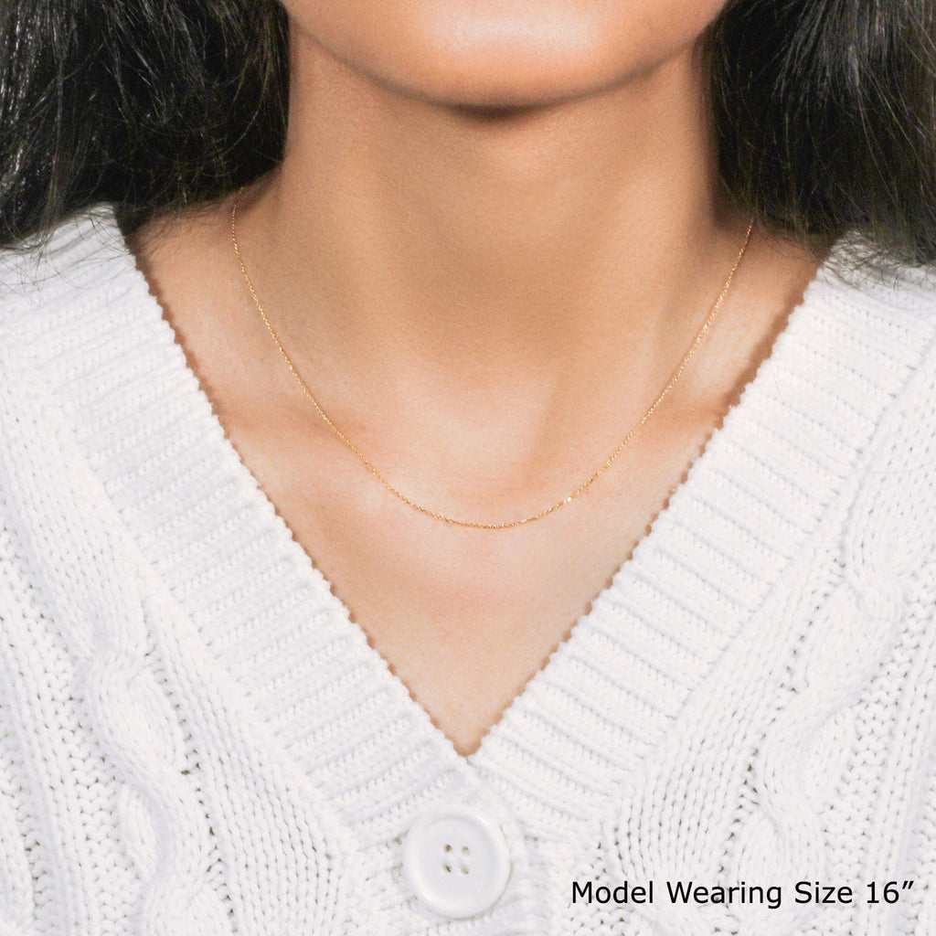 14k Yellow Gold Diamond Cut Cable Link Chain (0.68 mm)