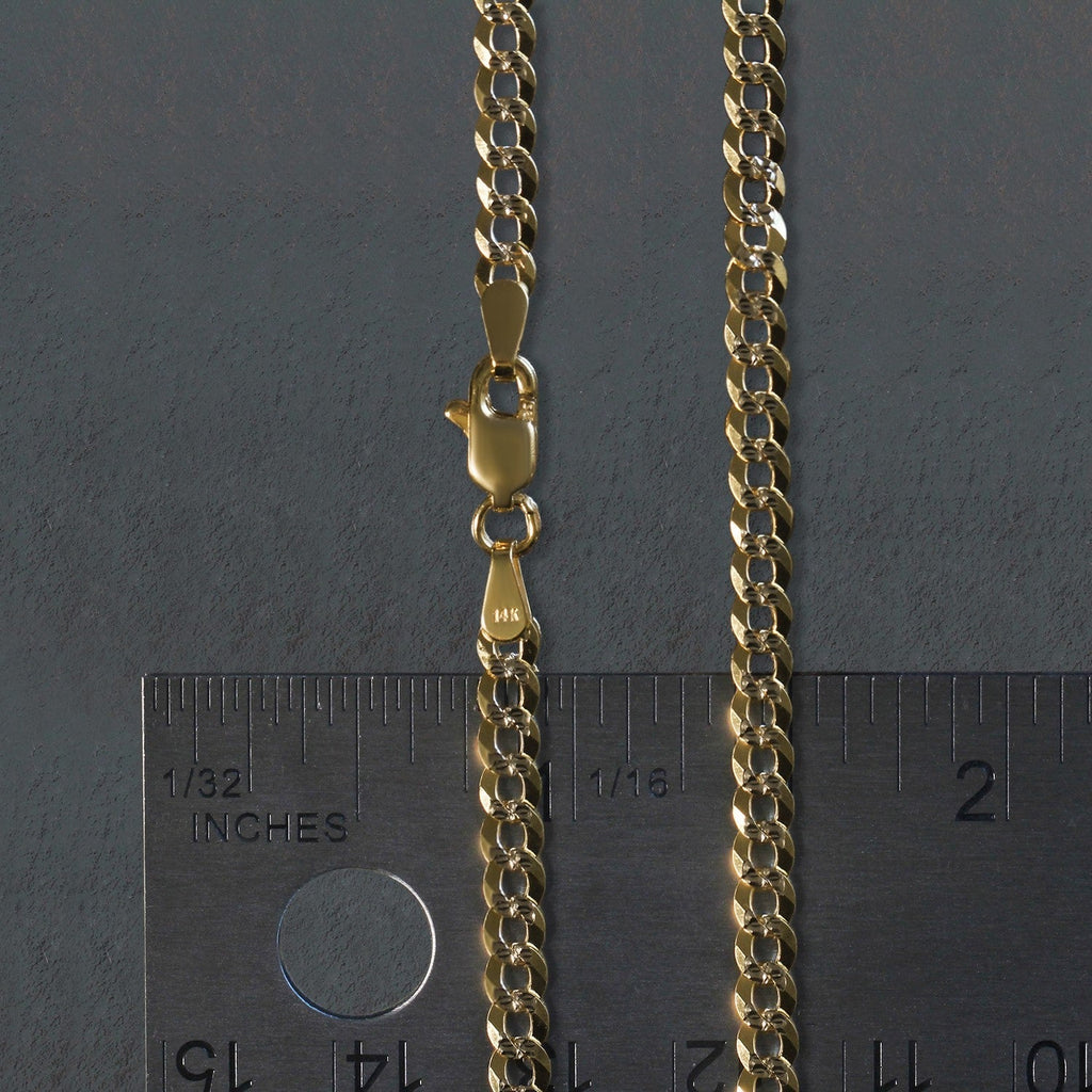 14k Two Tone Gold Pave Curb Chain (3.60 mm)