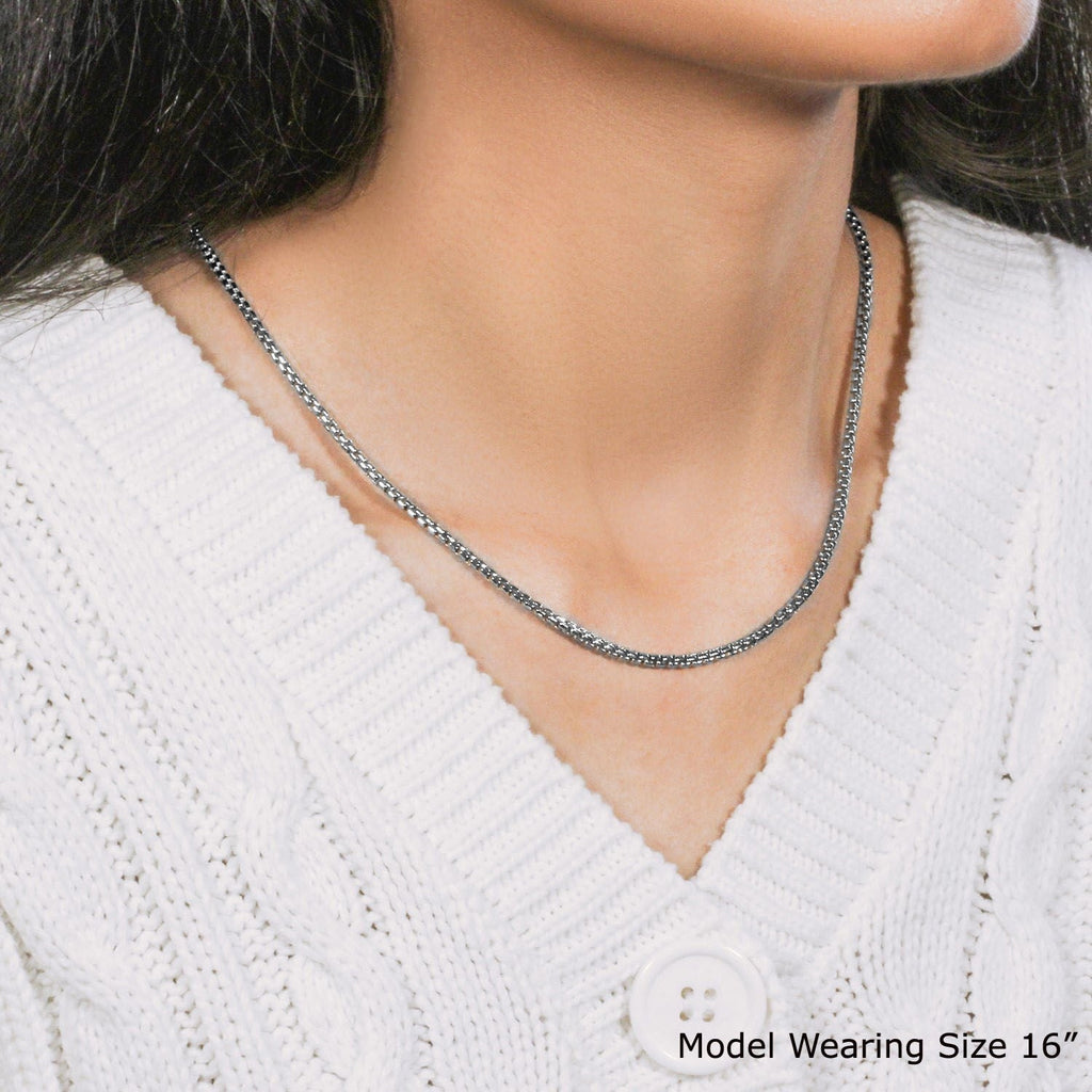 14k White Gold Solid Round Box Chain (2.5 mm)