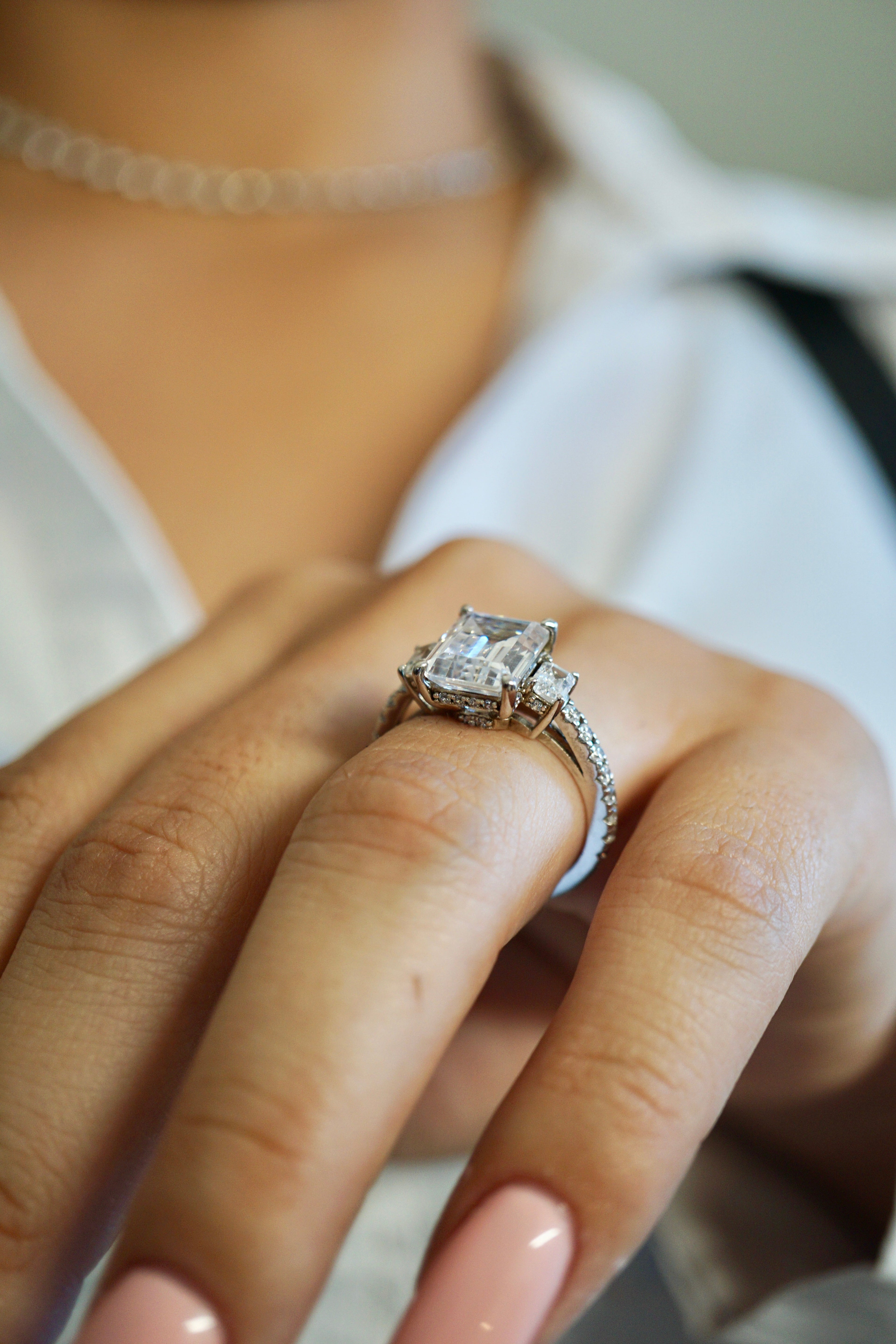 2.5ct Emerald Cut Moissanite Engagement Ring