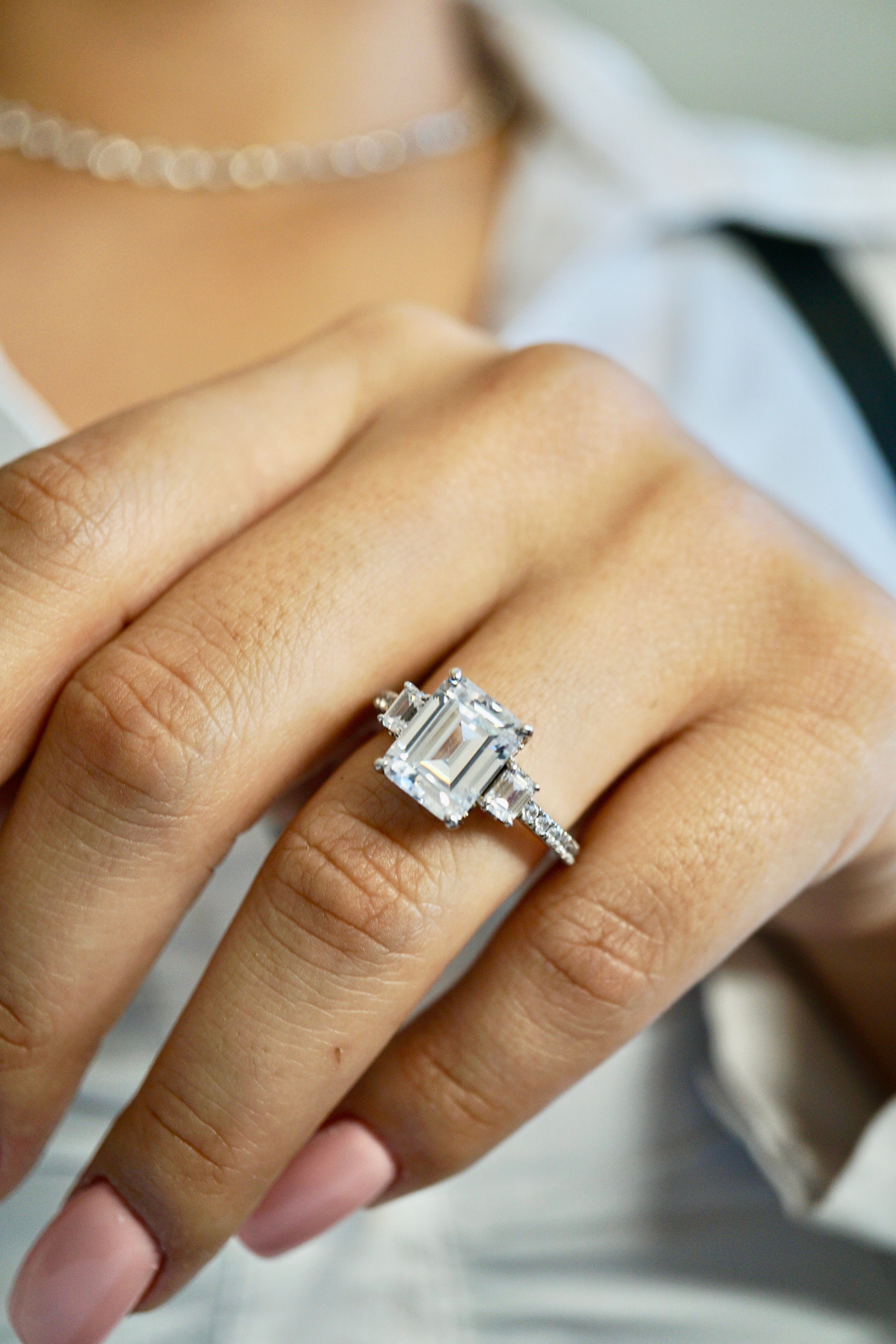 2.5ct Emerald Cut Moissanite Engagement Ring