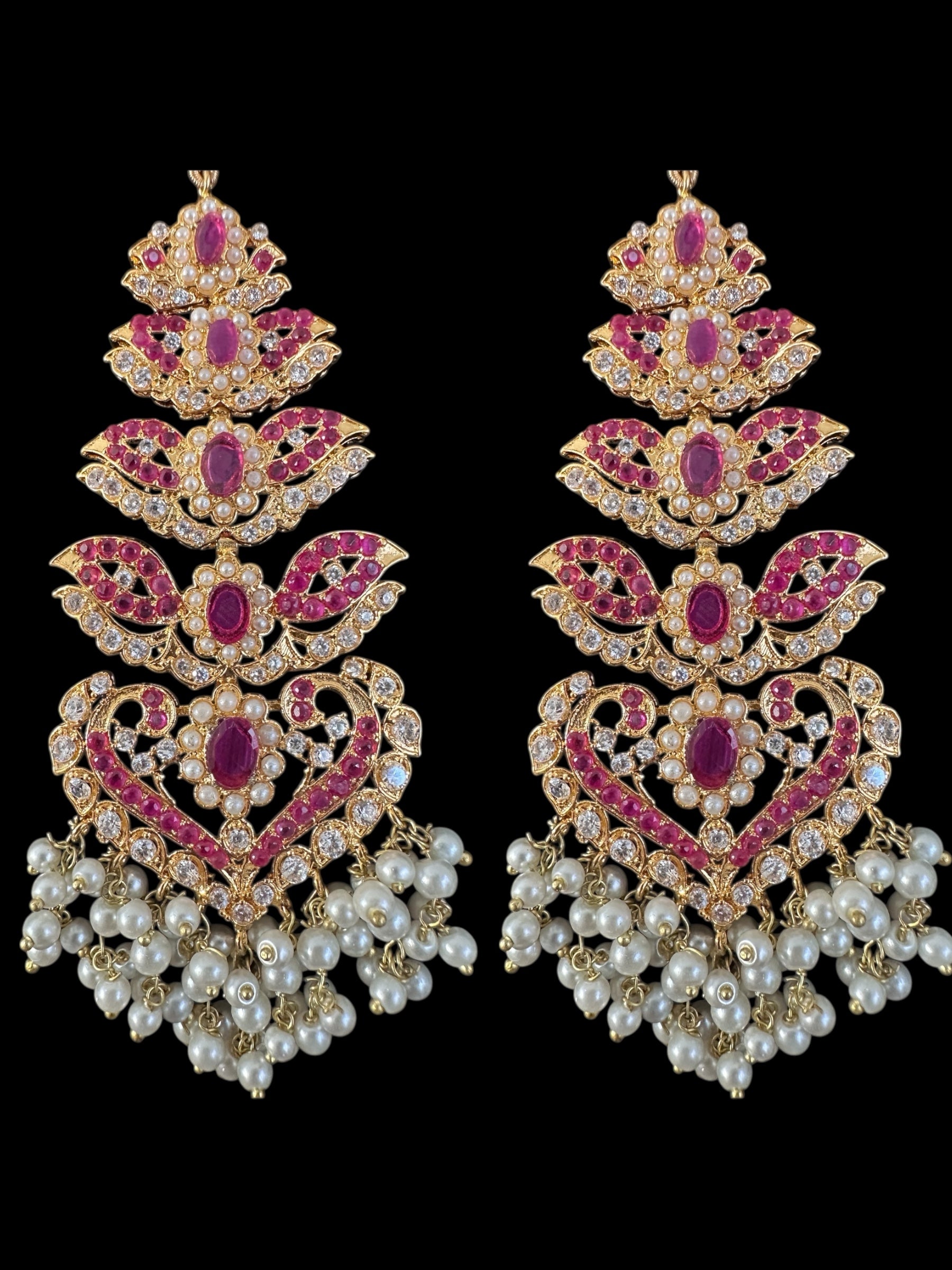 Amisha Ruby pearl earrings tika ( READY TO SHIP )