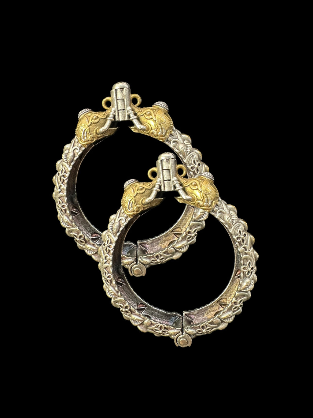 B398 Dual tone bangles - silver plated ( READY TO SHIP )