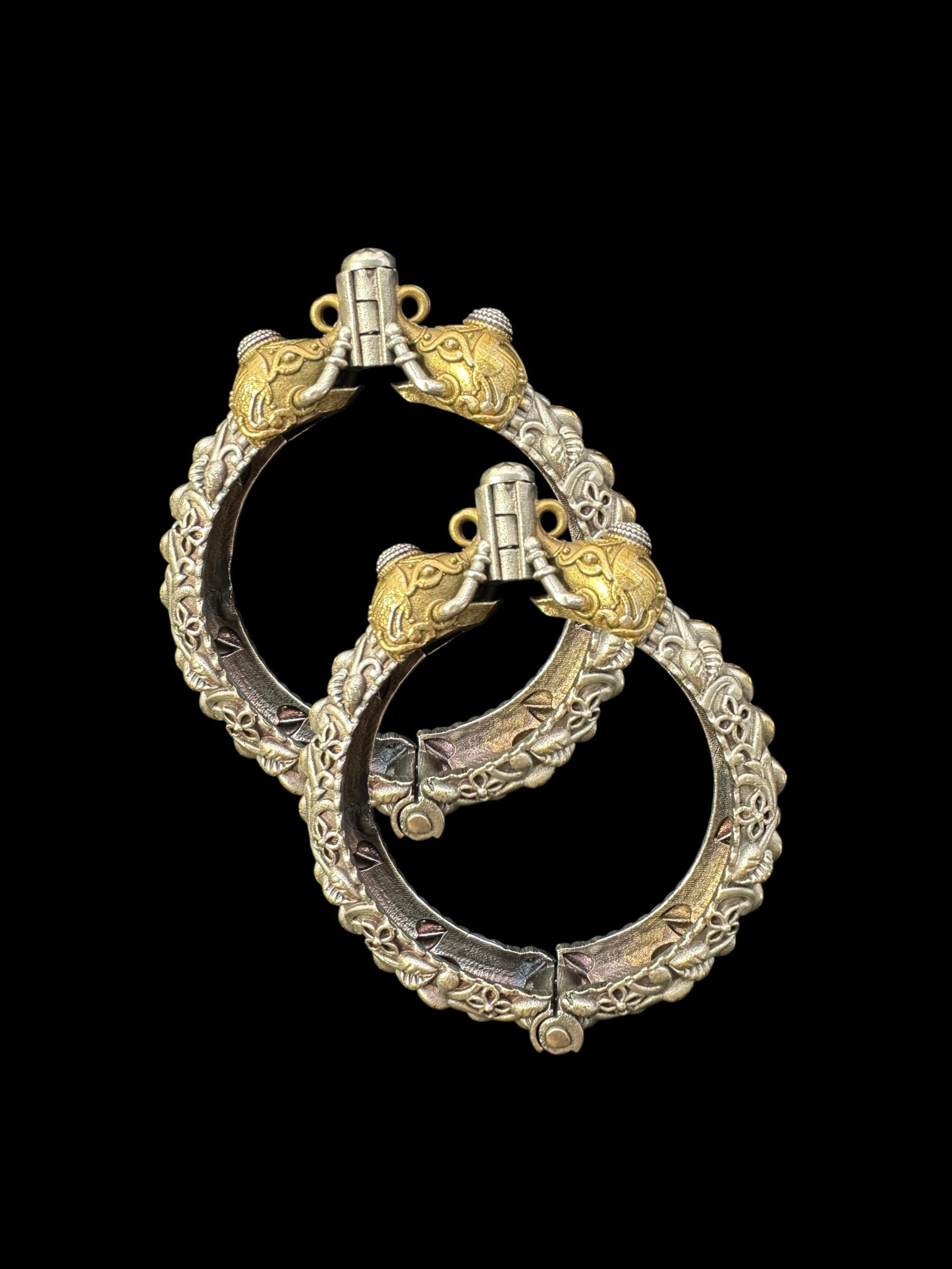 B398 Dual tone bangles - silver plated ( READY TO SHIP )