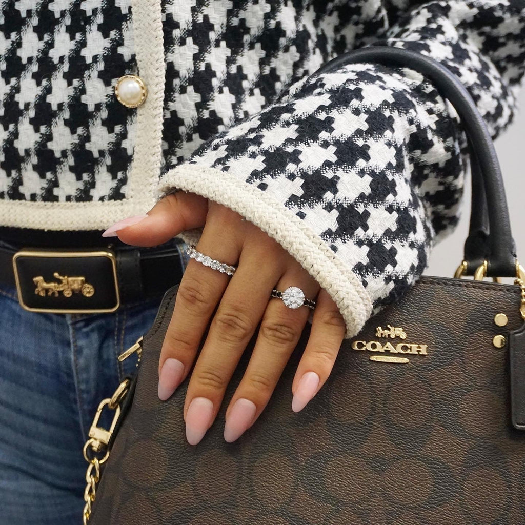 3.5ct Round Cut Moissanite Double Halo Engagement Ring