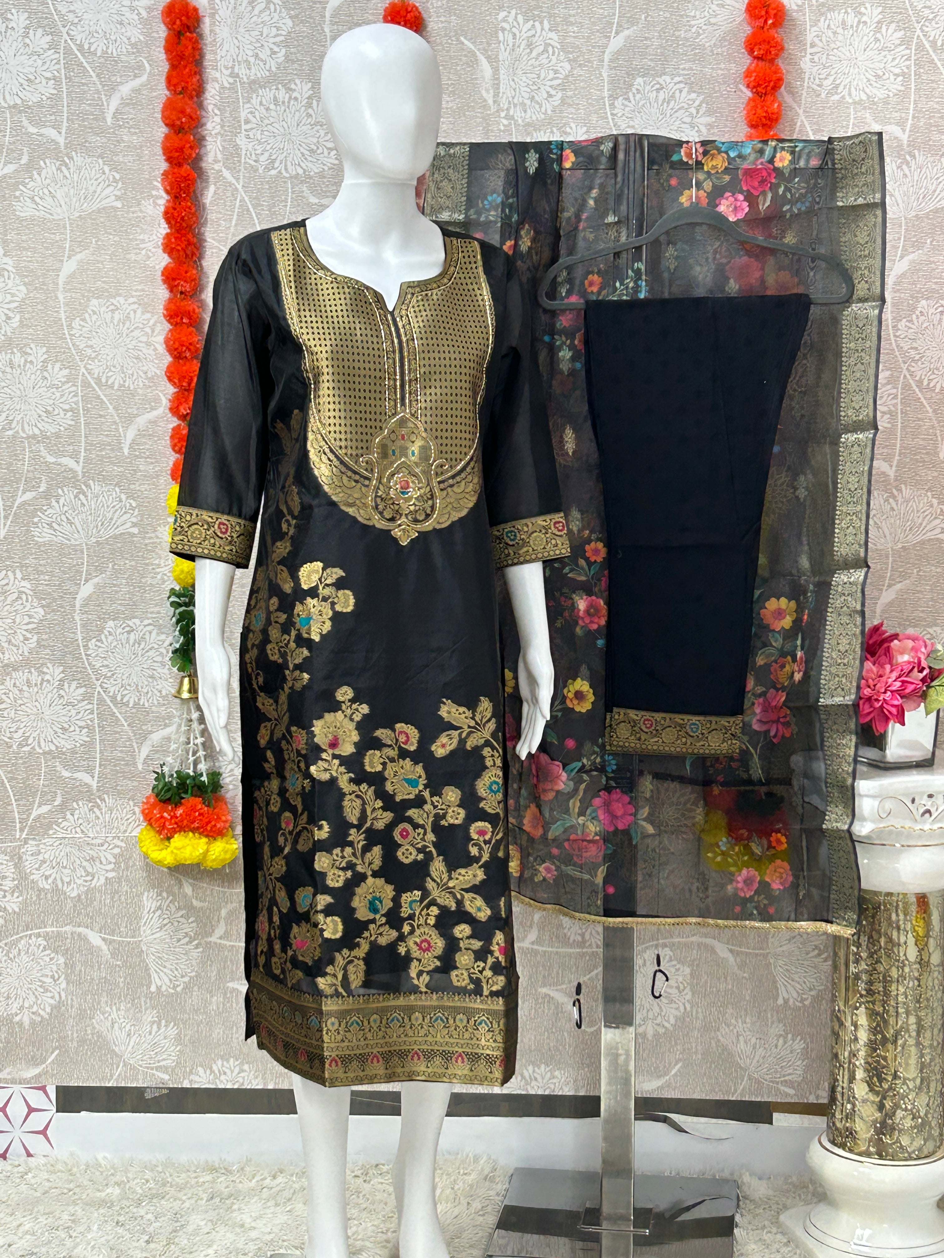 Banarasi silk salwar suit