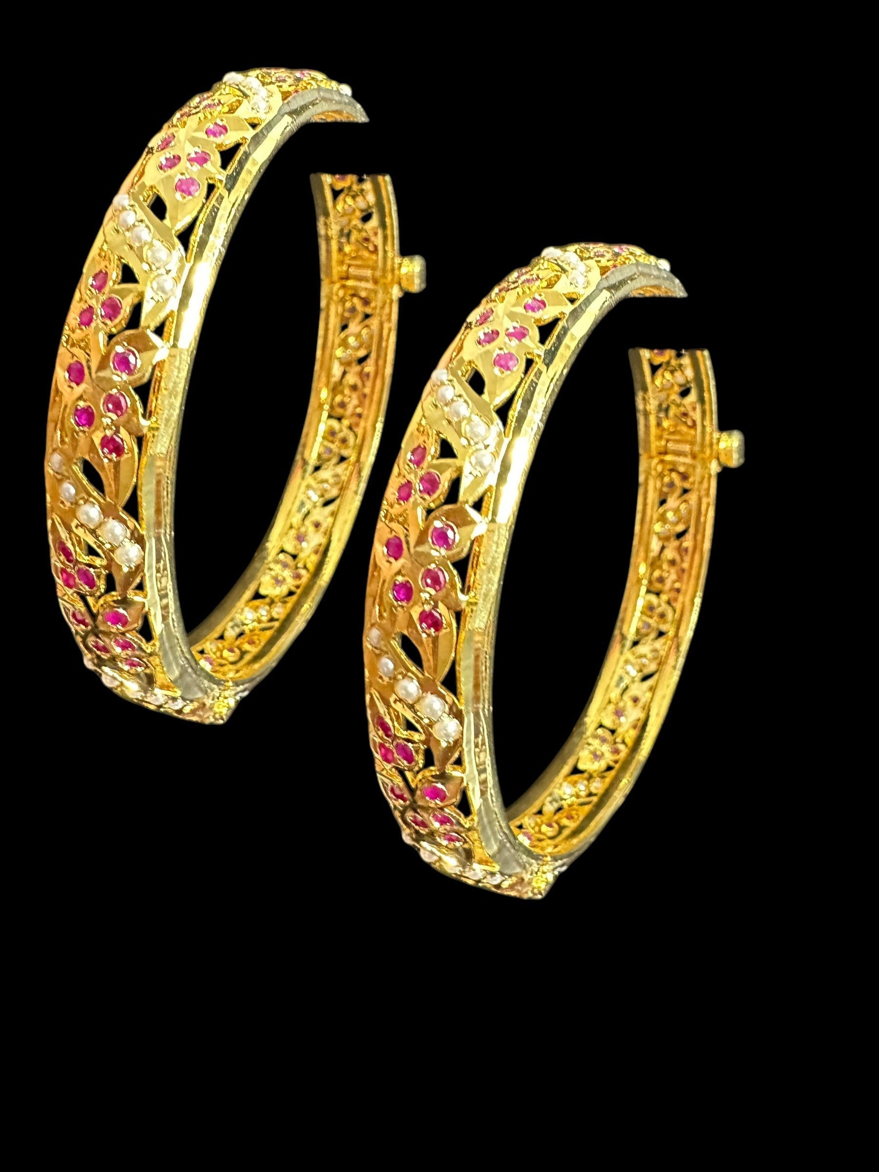 B311 Jadau  bangles ( Ruby pearl   ) ( READY TO SHIP)