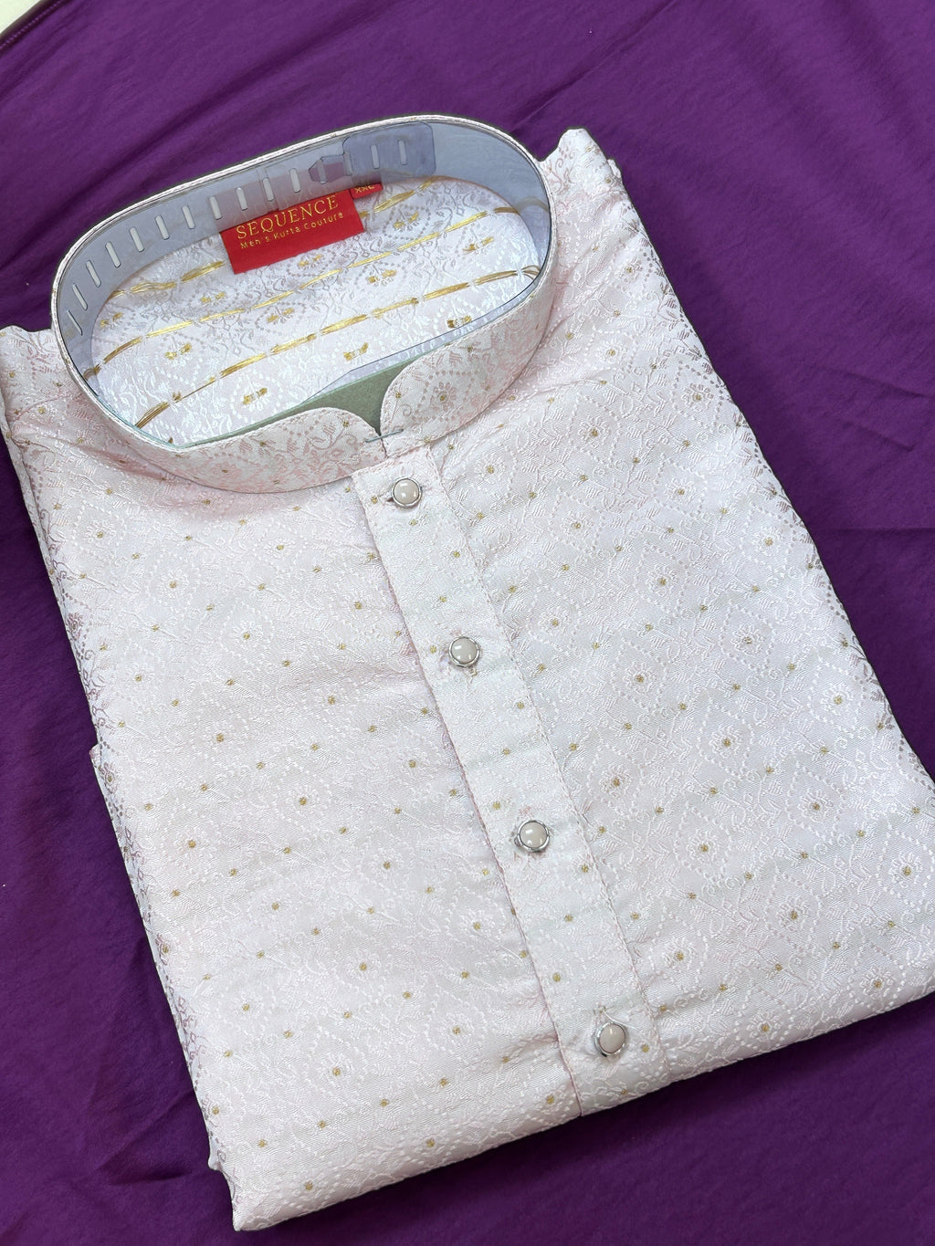 Baby pink silk kurta set