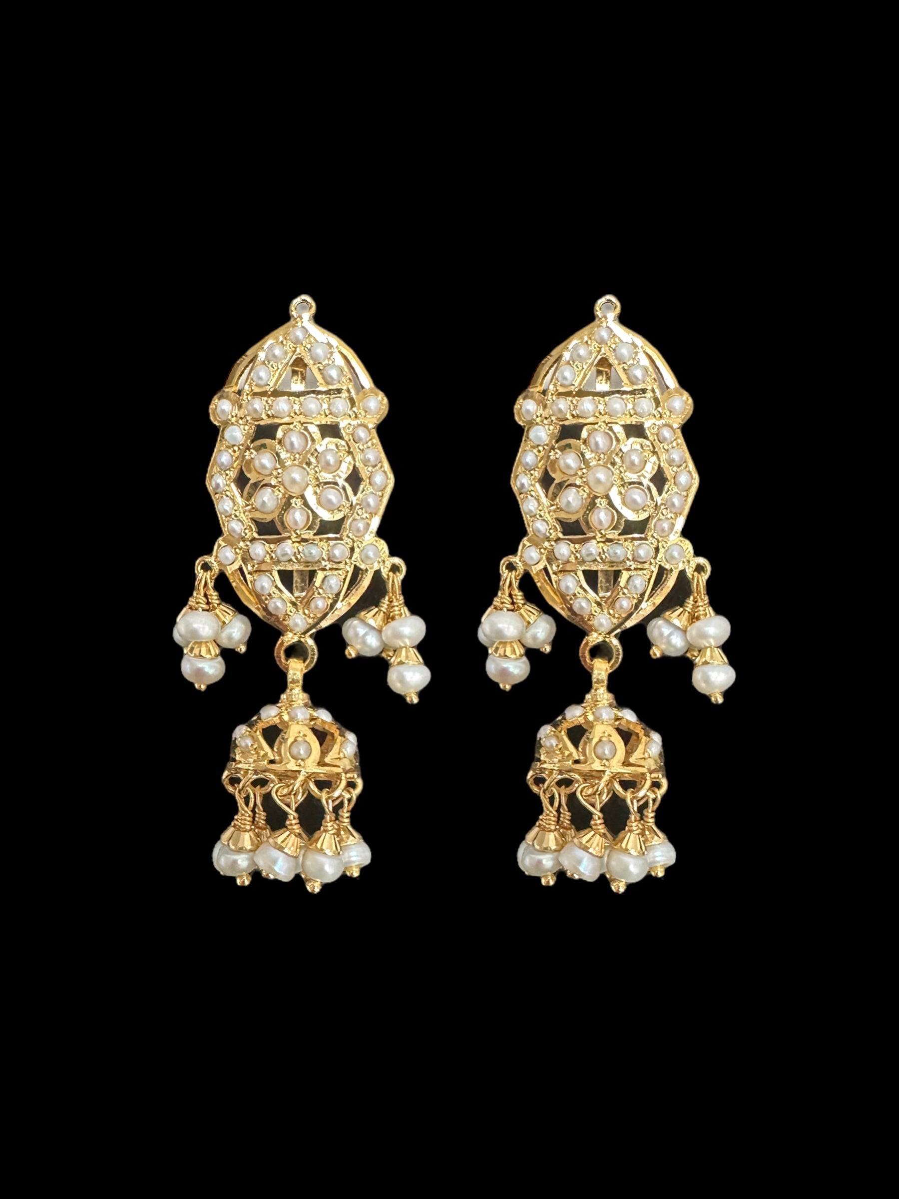 92.5 silver gold plated earrings in fresh water pearls (READY TO SHIP )