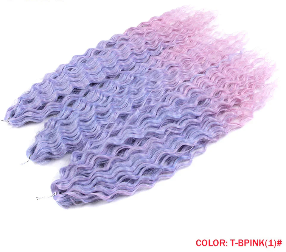 24" Water Wave Crochet Hair | Ombre Blonde Brown | Curly Twist Braids | Synthetic Braiding Hair Extensions | 60 Strands