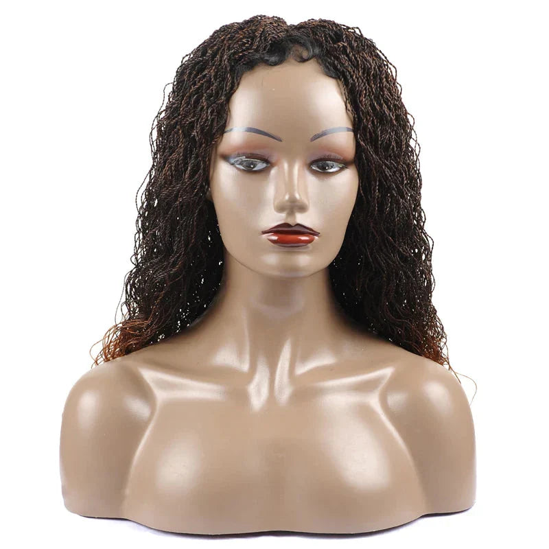 26" Wavy Senegalese Twist Lace Front Wig | Ombre Water Wave Braids | Long Cornrow Braids | Synthetic Wig