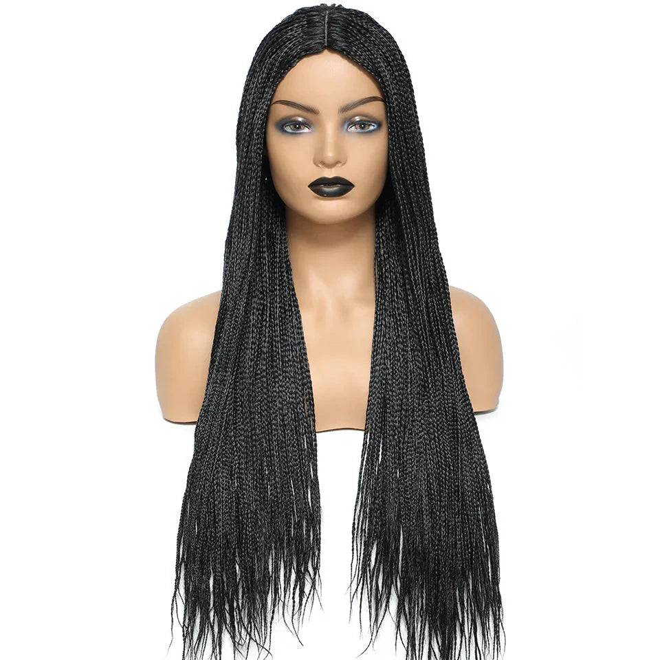 26" Twist Box Crochet Braids Wig | Handmade Synthetic Braided Wig | Long African Braids | 1B/27/30/Grey | Daily Use