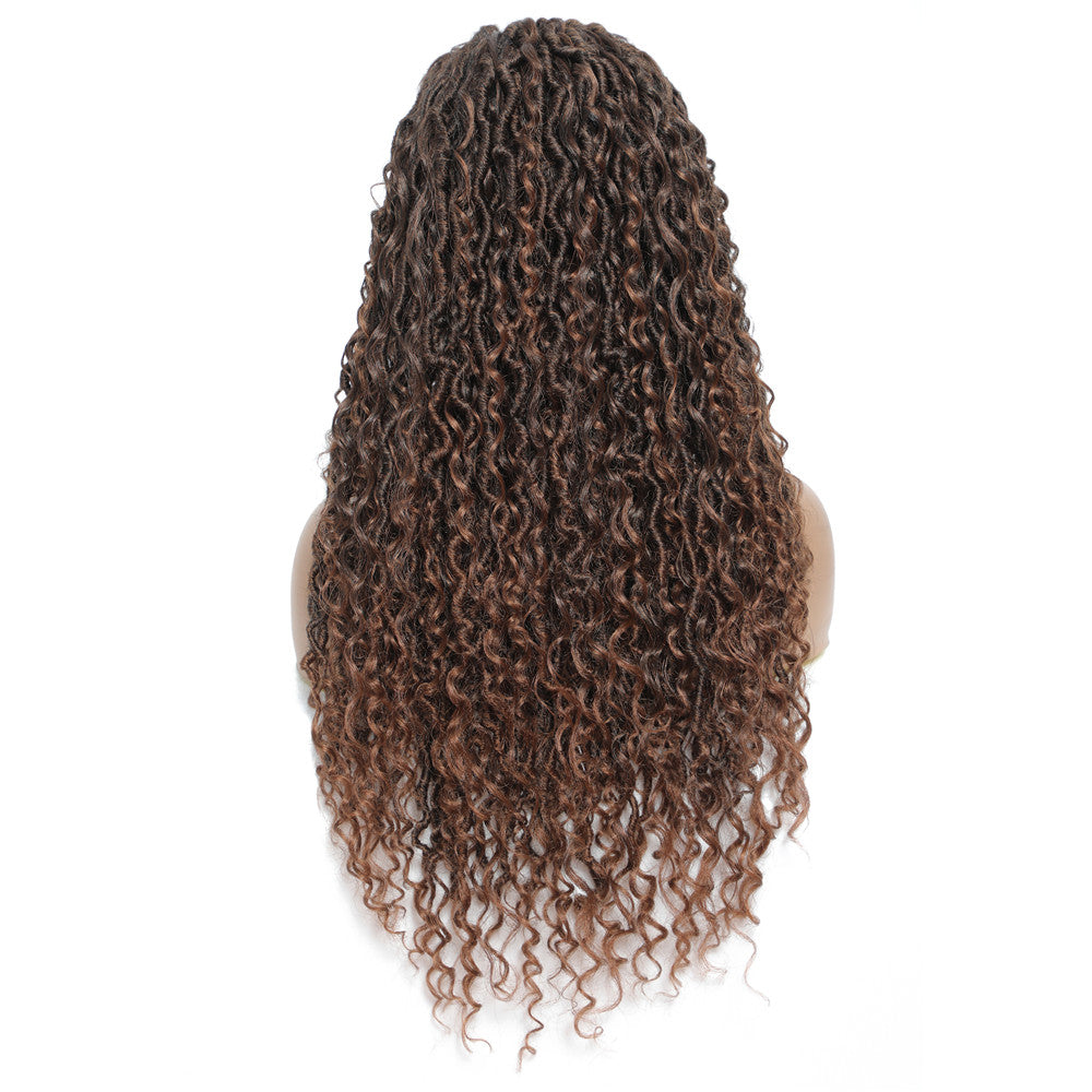 24" Ombre Brown Headband Wig | Curly Crochet Braids | Glueless | Synthetic Fluffy Wig for Black Women