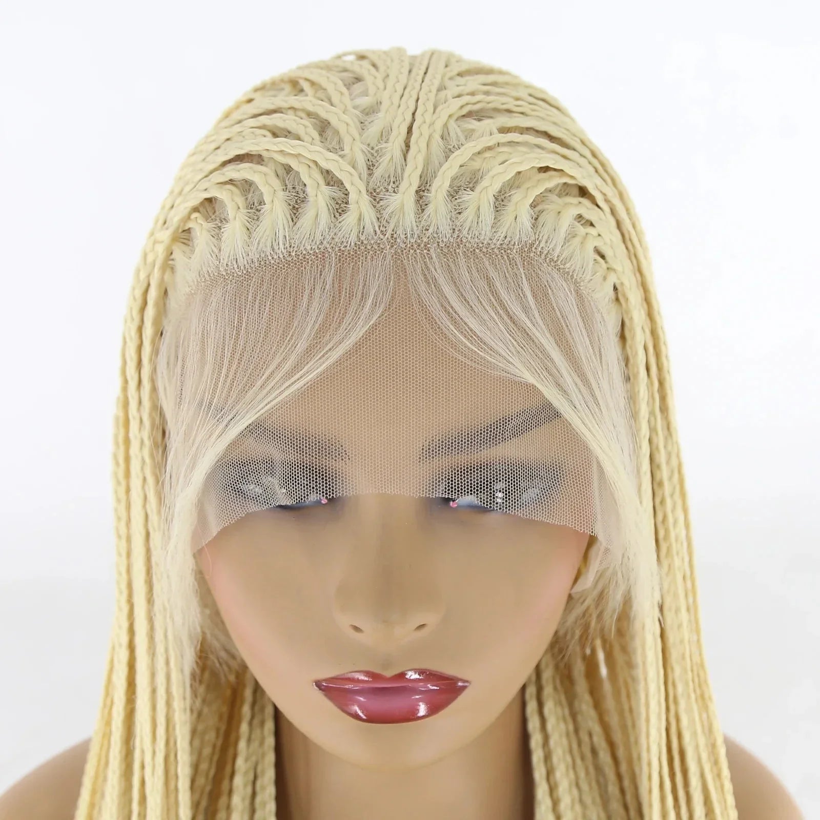 613 Blonde Box Braids Wig | Long Synthetic Lace Front | Heat Resistant | Black Women