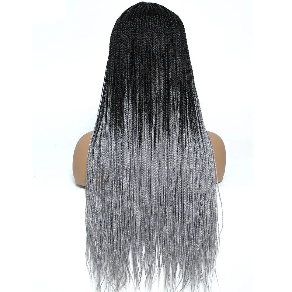 26" Twist Box Crochet Braids Wig | Handmade Synthetic Braided Wig | Long African Braids | 1B/27/30/Grey | Daily Use