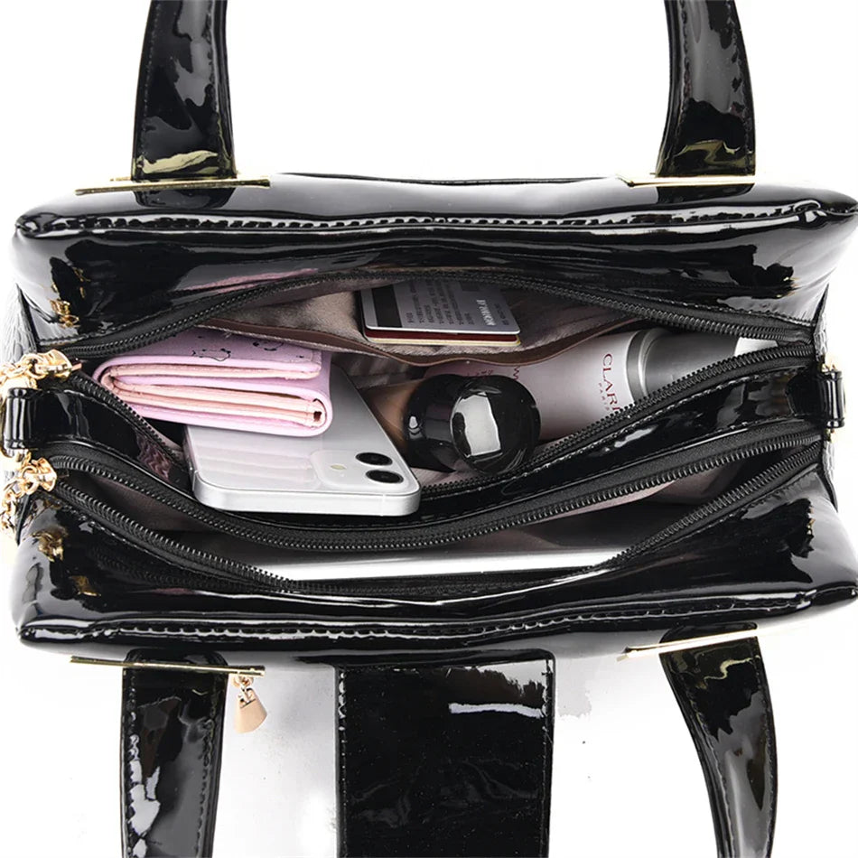 2-Layer Large Capacity Tote Bag | Luxury Handbags Women's Designer Crocodile Pattern Ladies Boston Shoulder Bag (High Quality)