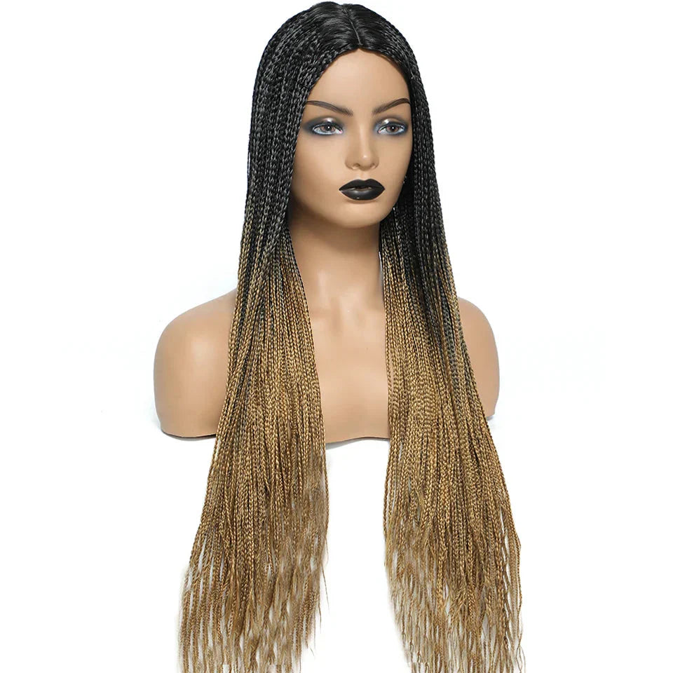 26" Twist Box Crochet Braids Wig | Handmade Synthetic Braided Wig | Long African Braids | 1B/27/30/Grey | Daily Use