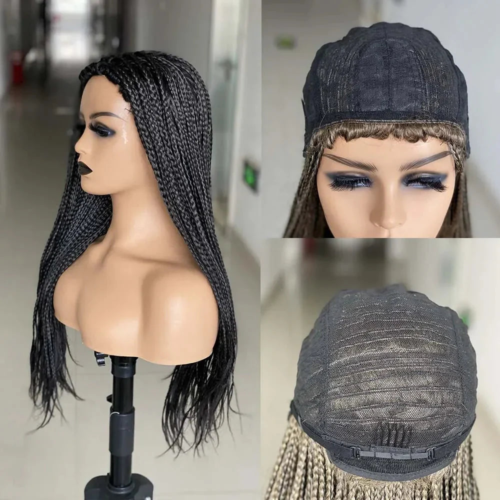 26" Ombre Box Braided Wig for Black Women | Long Synthetic Cosplay Braiding Hair | Heat Resistant Crochet Wigs