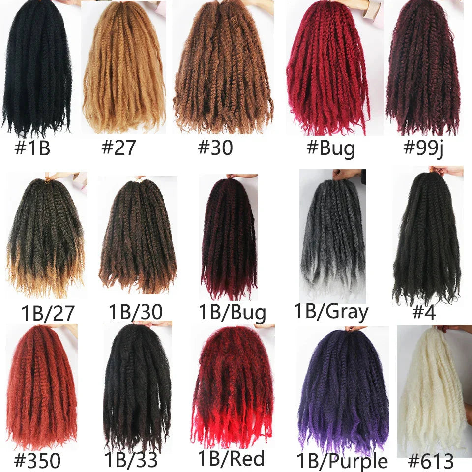 18" Marley Hair for Braids | Afro Kinky Ombre Braiding Hair | Kanekalon Extensions | 30 Strands/Pack