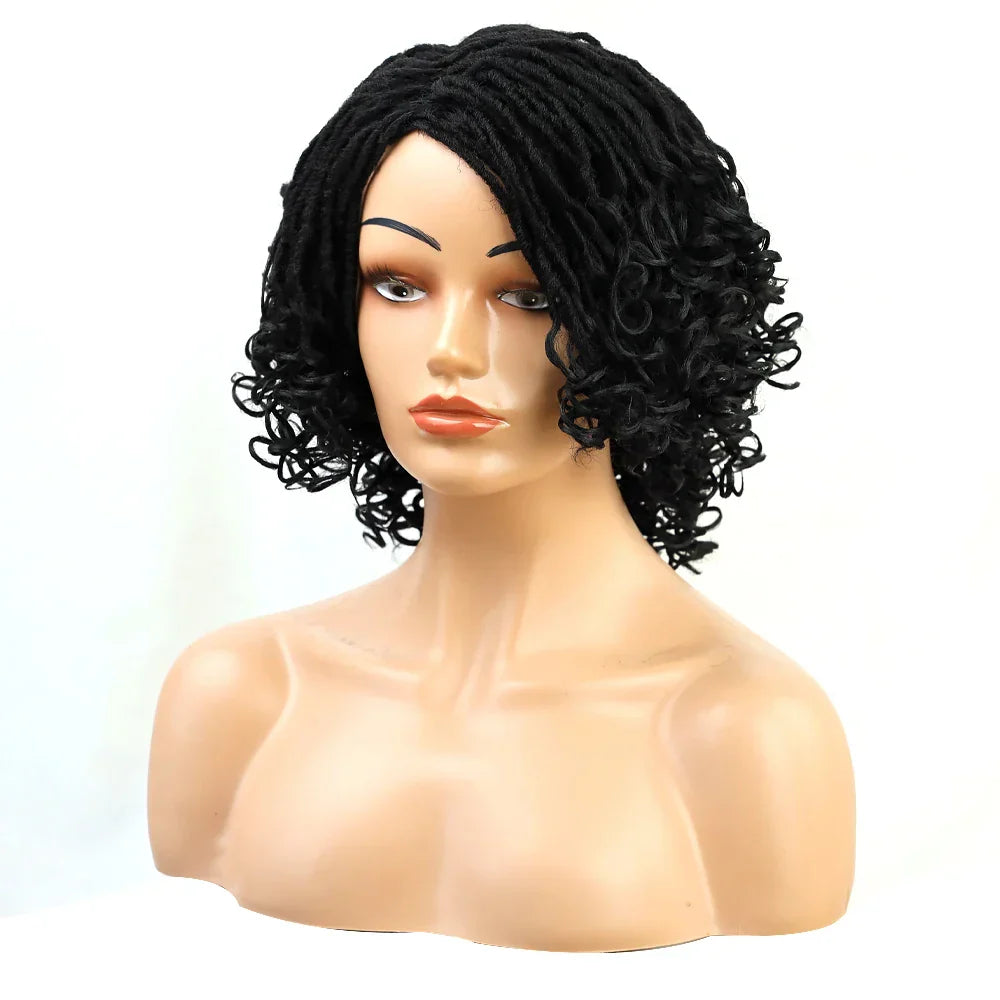10" Braided Bob Wig | Afro Dreadlock Wig | Curly Ends | Synthetic Crochet Wig | Cosplay
