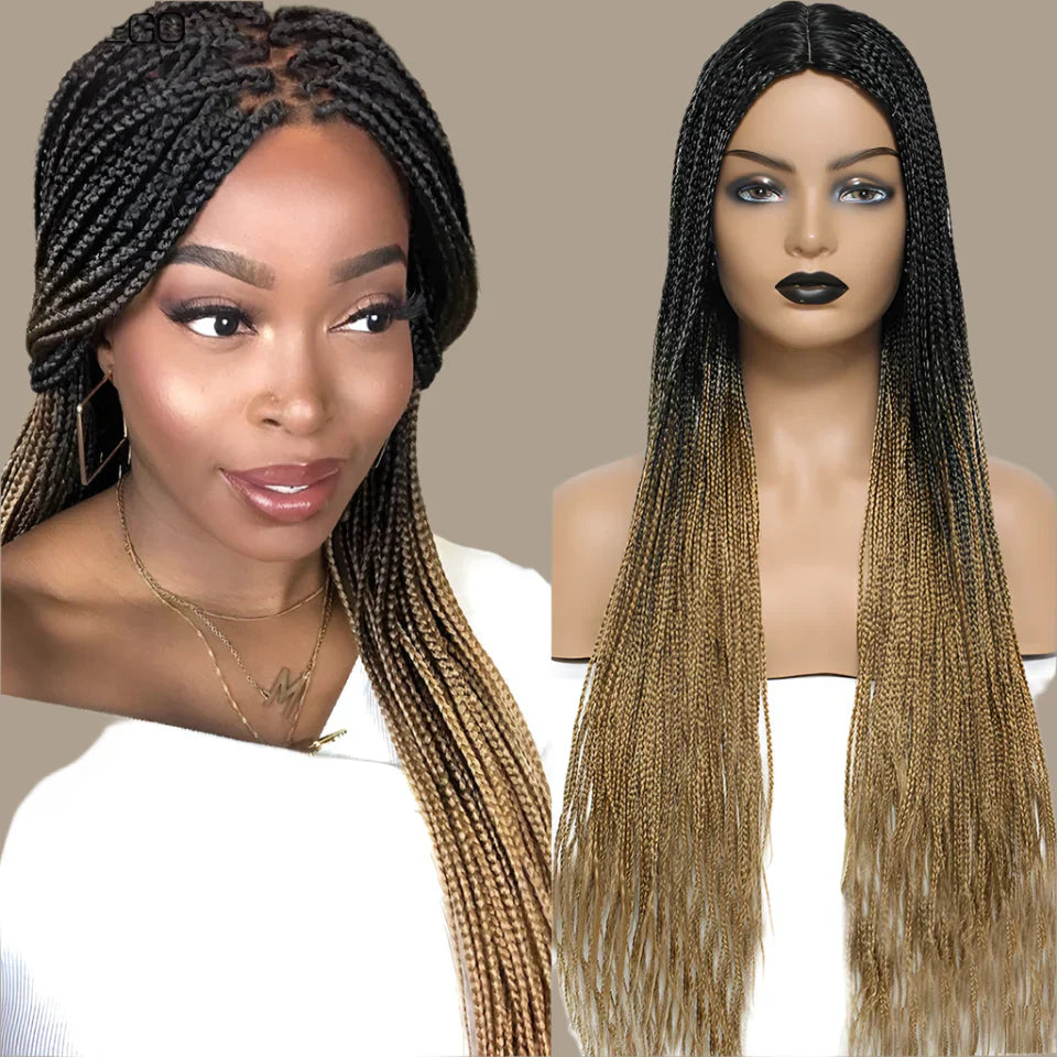 26" Twist Box Crochet Braids Wig | Handmade Synthetic Braided Wig | Long African Braids | 1B/27/30/Grey | Daily Use