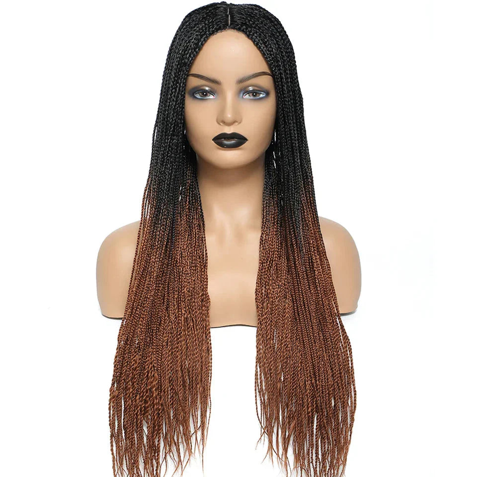 26" Twist Box Crochet Braids Wig | Handmade Synthetic Braided Wig | Long African Braids | 1B/27/30/Grey | Daily Use