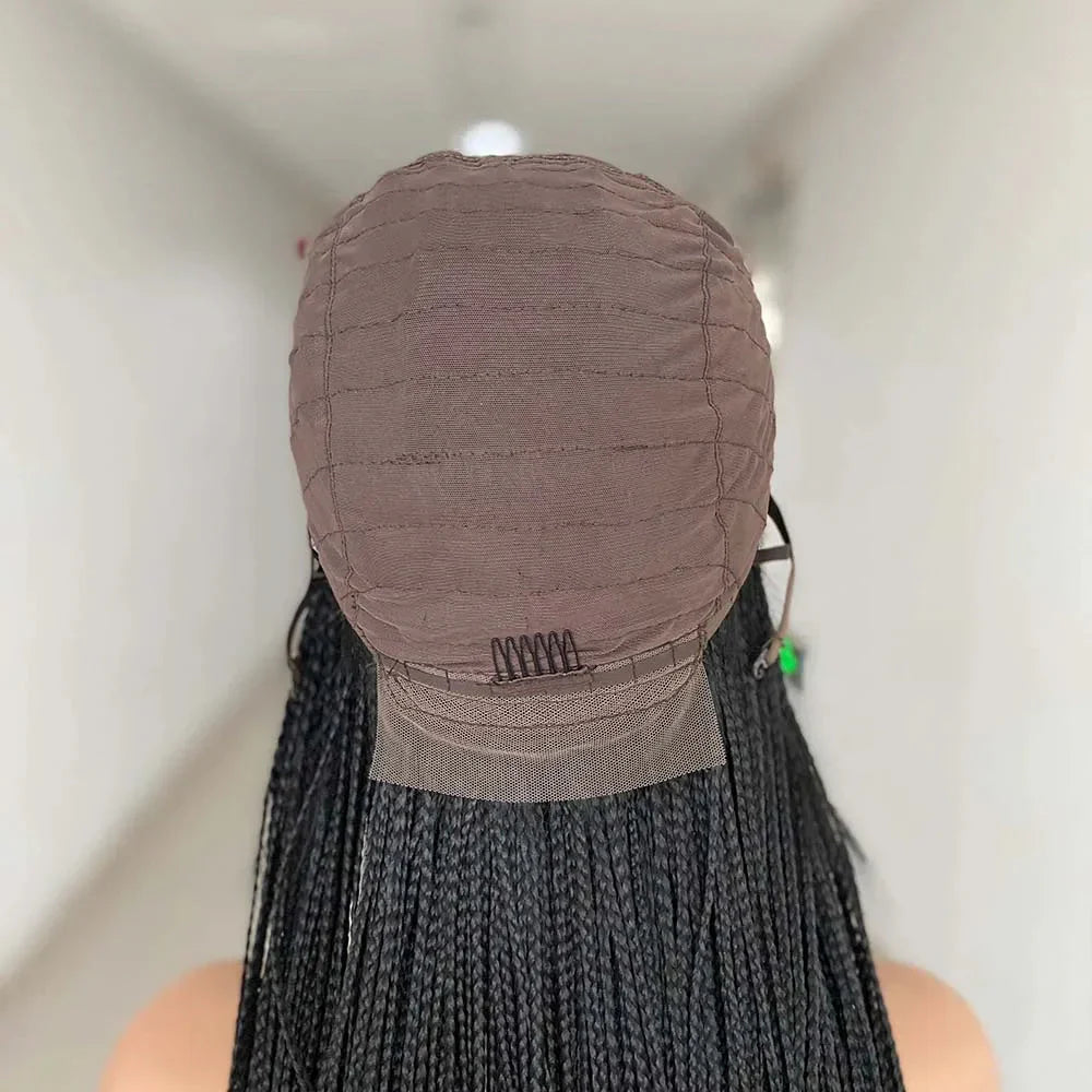 26" Ombre Box Braided Cosplay Wig | Long Straight Braids with Curly Ends | Synthetic Twist Braiding Hair