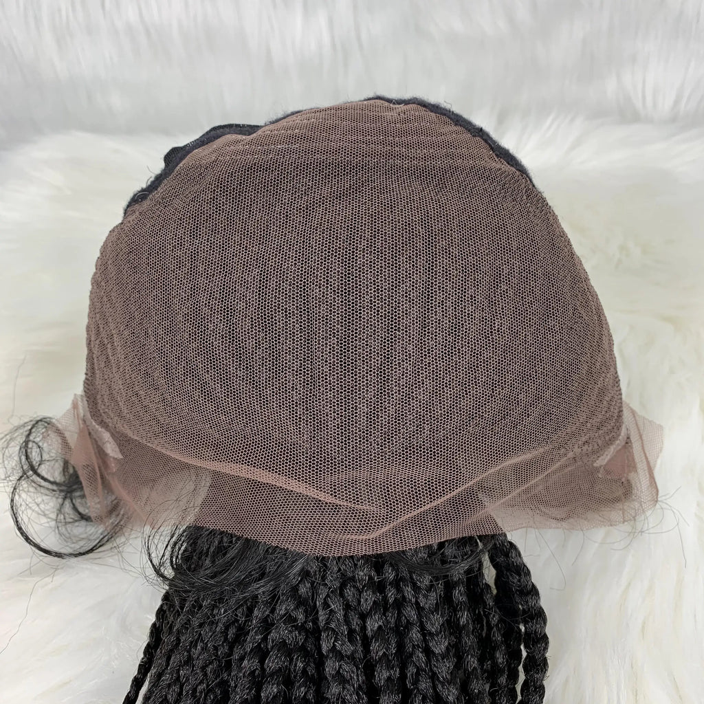 30" Braided Lace Front Wig for Black Women | African Braids with Baby Hair | Synthetic Glueless Mat Wig