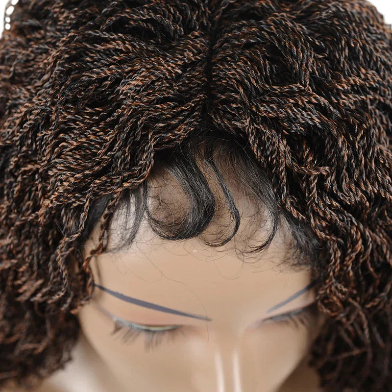 26" Wavy Senegalese Twist Lace Front Wig | Ombre Water Wave Braids | Long Cornrow Braids | Synthetic Wig