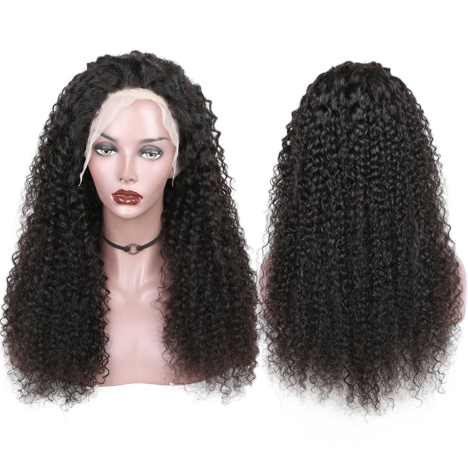 12"-30" Long Kinky Curly Lace Front Wig | 150% Density | Brazilian Remy Human Hair | 4x4 Lace Closure | Pre-Plucked