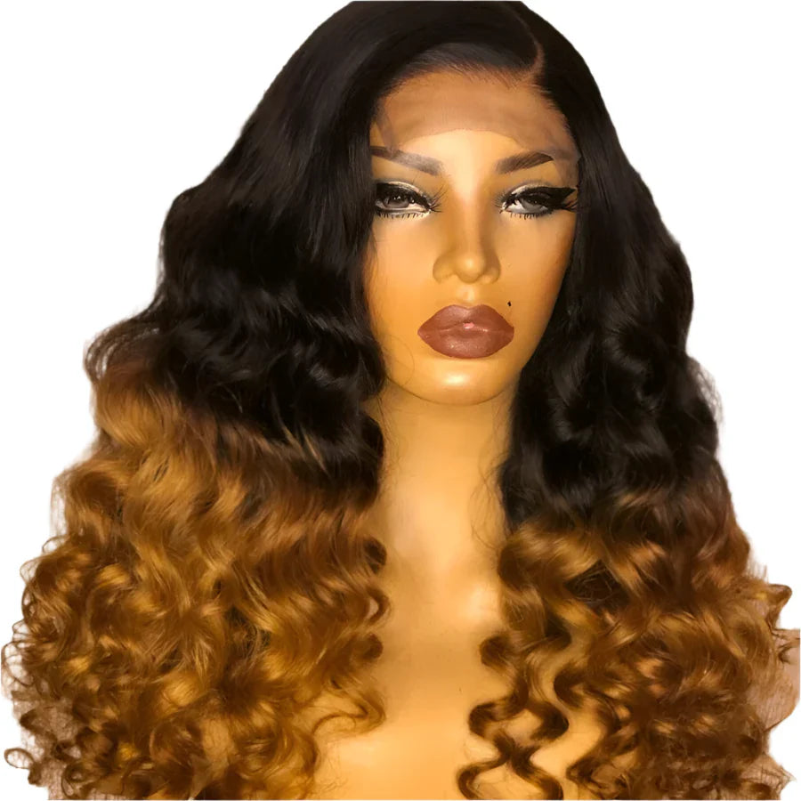 250% Density Brazilian Remy Loose Deep Wave Lace Front Wig | Ombre Human Hair Wigs with Pre-Plucked Hairline