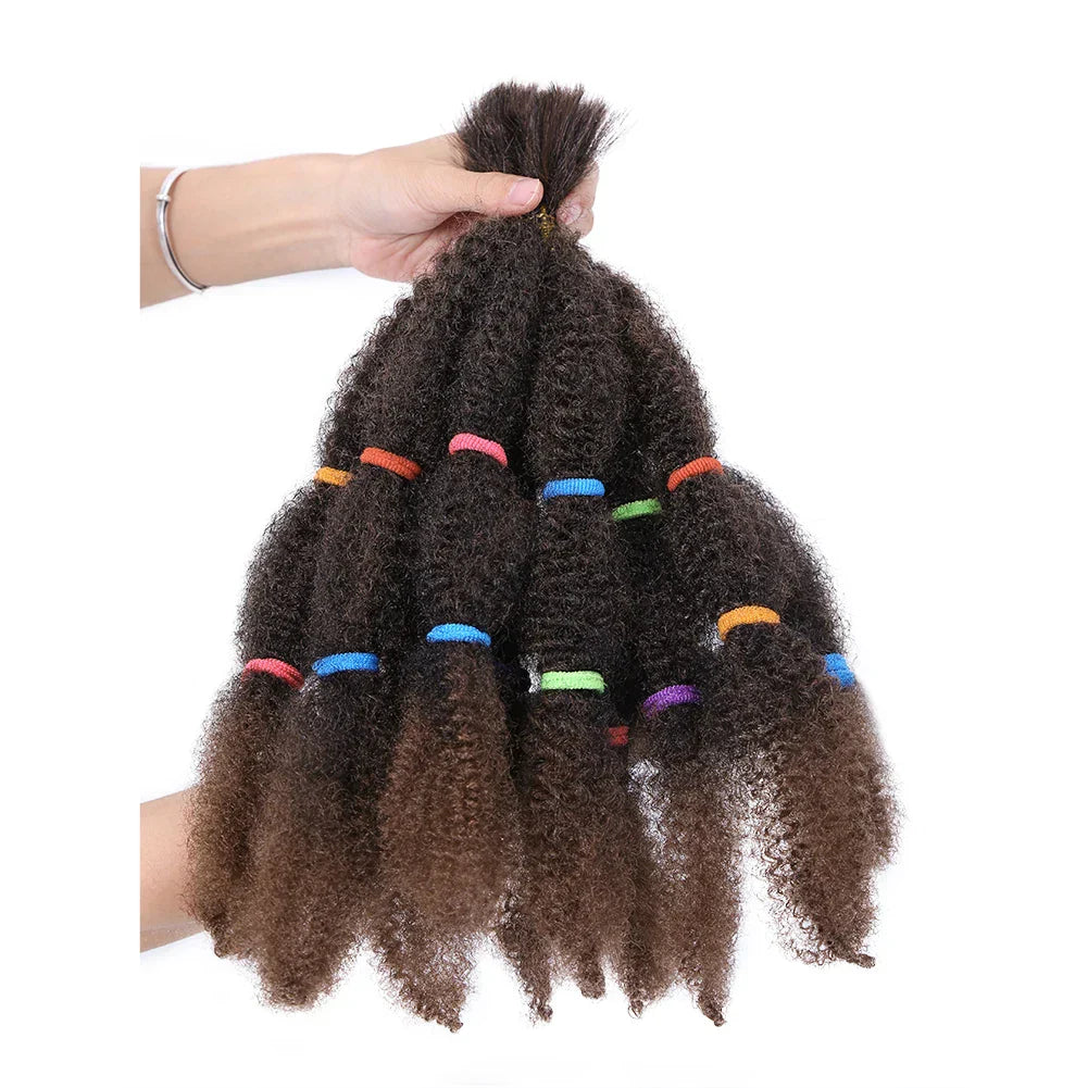 12" Frosted Afro Kinky Bulk Synthetic Hair for Crochet Braids | Short Curly Hair Extensions