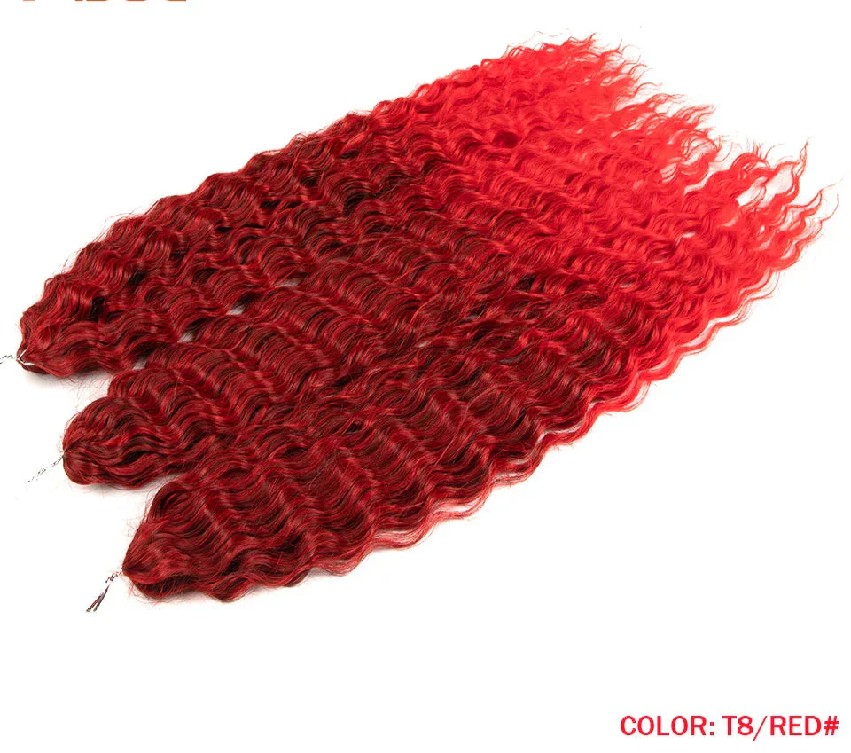 24" Water Wave Crochet Hair | Ombre Blonde Brown | Curly Twist Braids | Synthetic Braiding Hair Extensions | 60 Strands