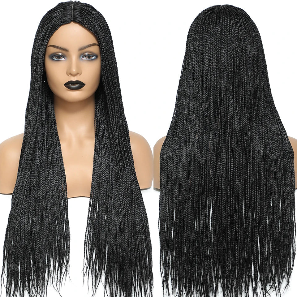 26" Twist Box Crochet Braids Wig | Handmade Synthetic Braided Wig | Long African Braids | 1B/27/30/Grey | Daily Use