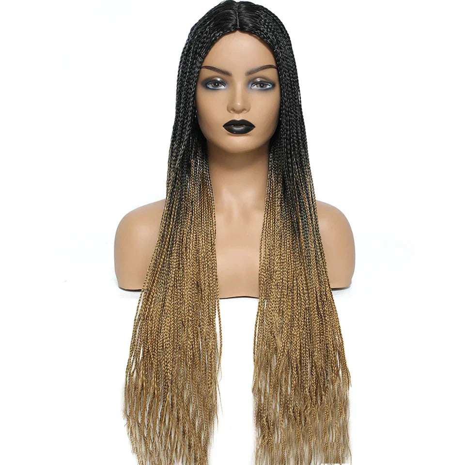 26" Twist Box Crochet Braids Wig | Handmade Synthetic Braided Wig | Long African Braids | 1B/27/30/Grey | Daily Use