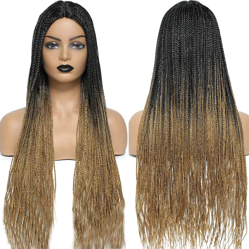 26" Twist Box Crochet Braids Wig | Handmade Synthetic Braided Wig | Long African Braids | 1B/27/30/Grey | Daily Use