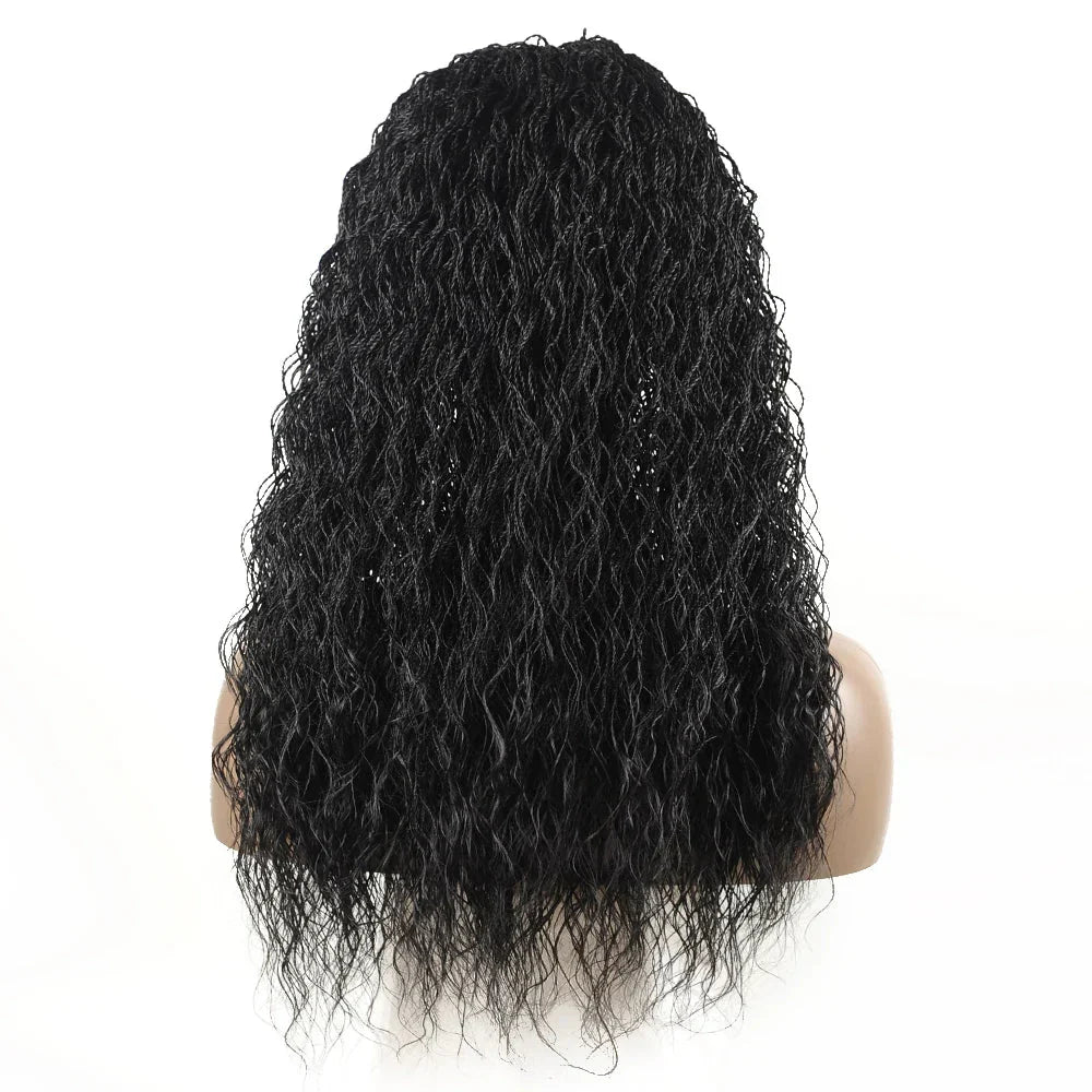26" Wavy Senegalese Twist Lace Front Wig | Ombre Water Wave Braids | Long Cornrow Braids | Synthetic Wig