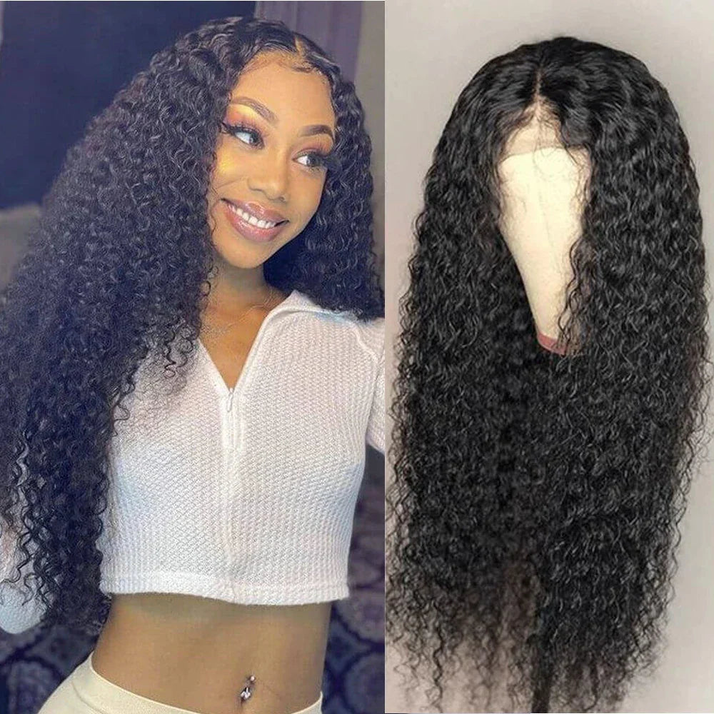 12"-30" Long Kinky Curly Lace Front Wig | 150% Density | Brazilian Remy Human Hair | 4x4 Lace Closure | Pre-Plucked