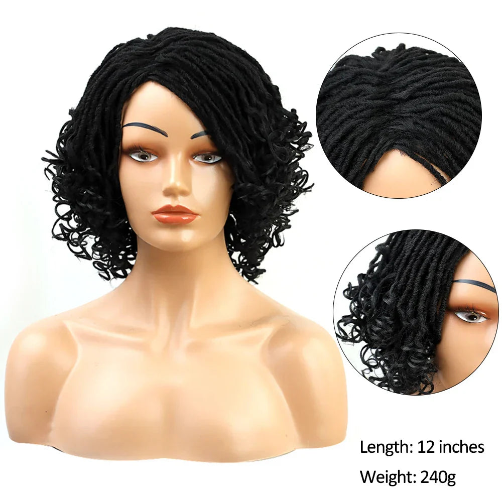 10" Braided Bob Wig | Afro Dreadlock Wig | Curly Ends | Synthetic Crochet Wig | Cosplay
