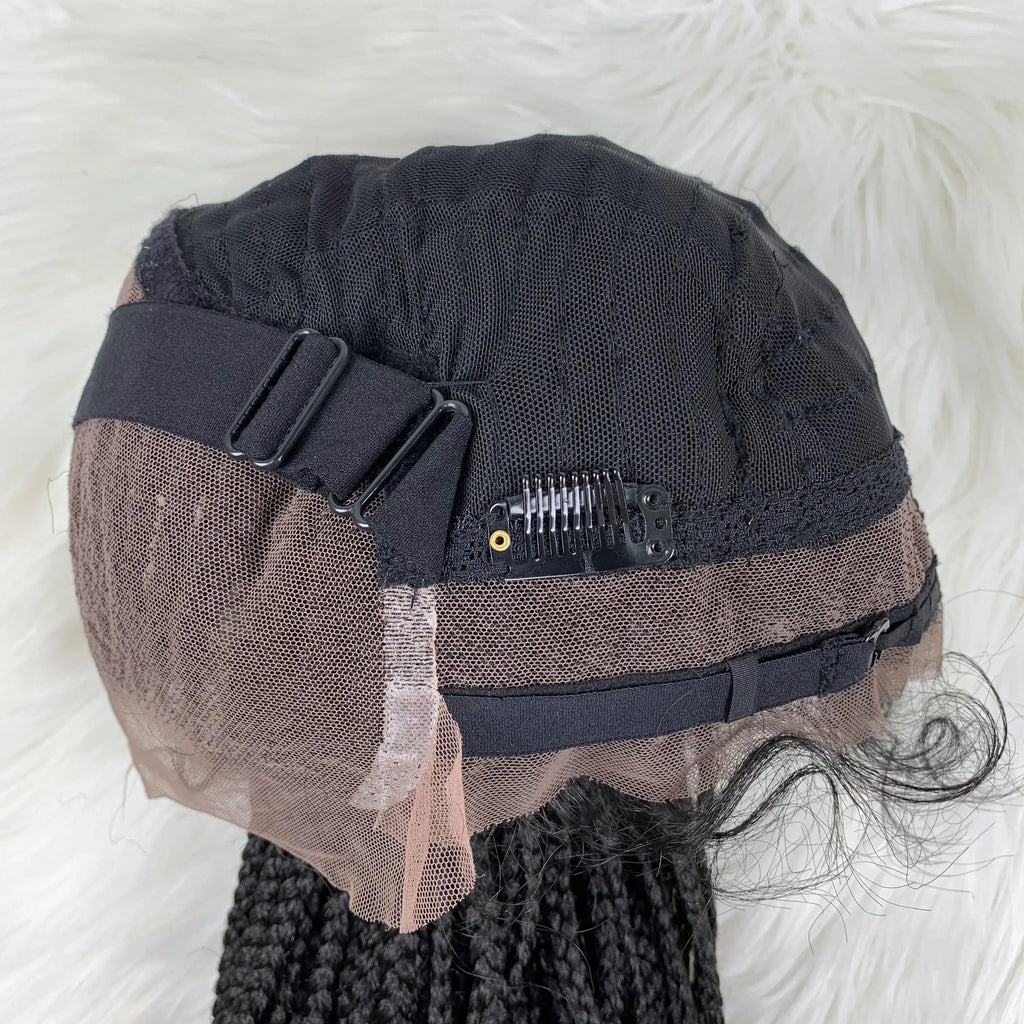 30" Braided Lace Front Wig for Black Women | African Braids with Baby Hair | Synthetic Glueless Mat Wig