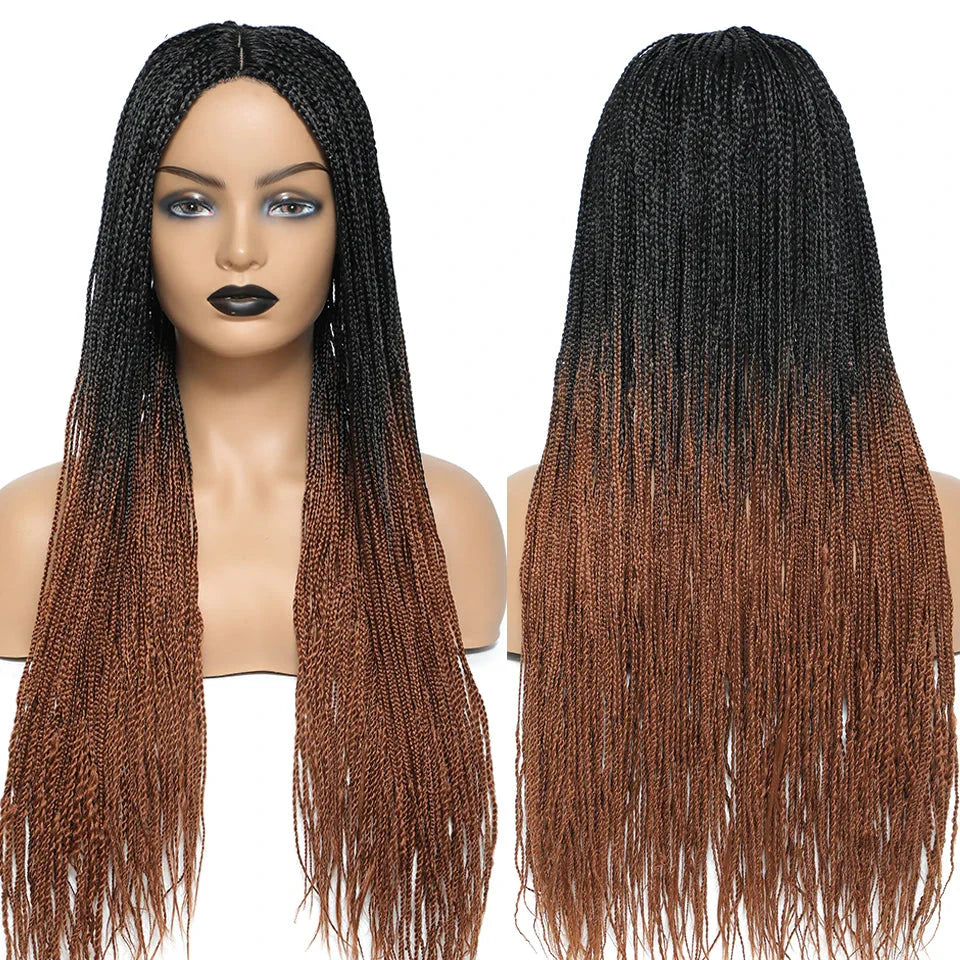 26" Twist Box Crochet Braids Wig | Handmade Synthetic Braided Wig | Long African Braids | 1B/27/30/Grey | Daily Use