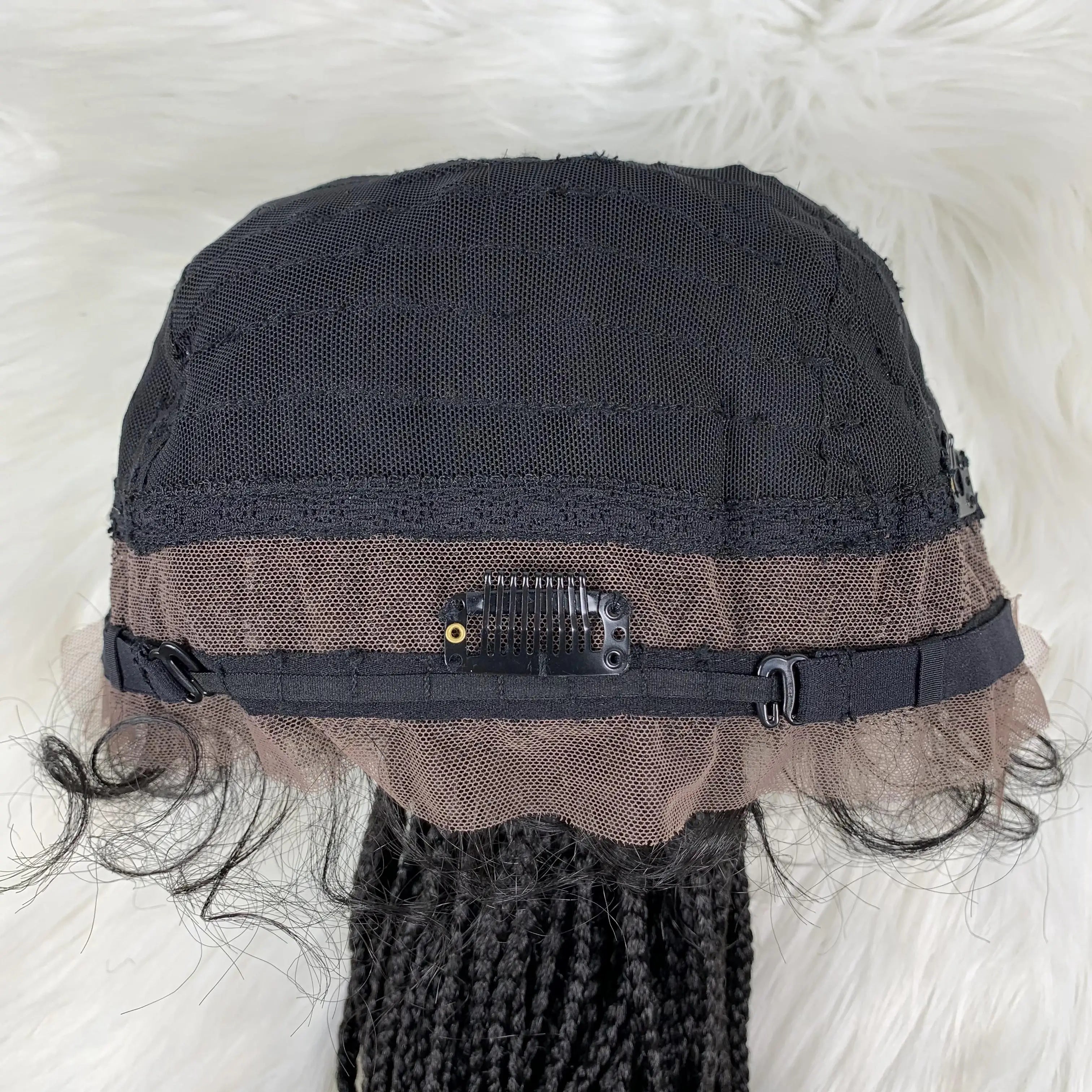 30" Braided Lace Front Wig for Black Women | African Braids with Baby Hair | Synthetic Glueless Mat Wig