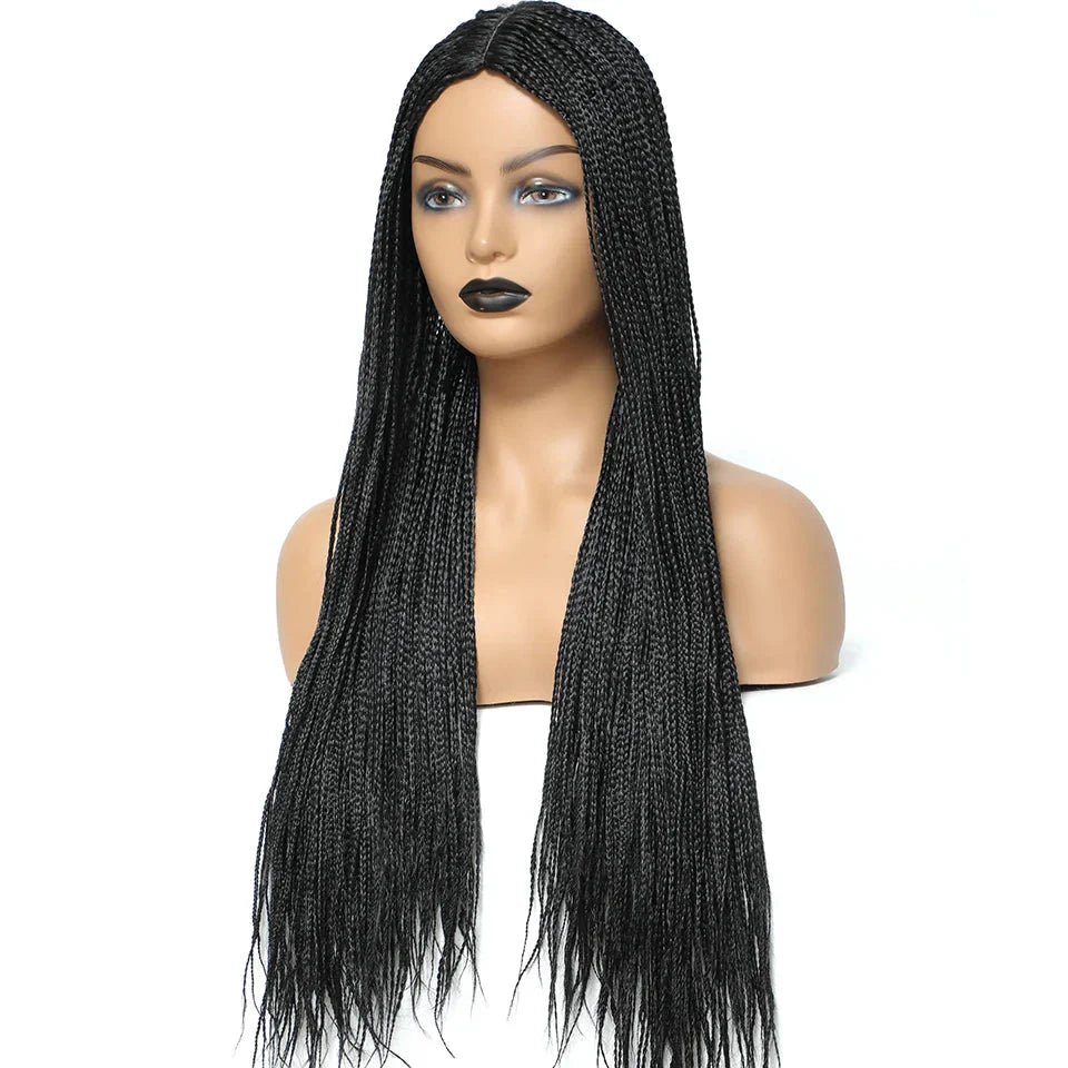 26" Twist Box Crochet Braids Wig | Handmade Synthetic Braided Wig | Long African Braids | 1B/27/30/Grey | Daily Use