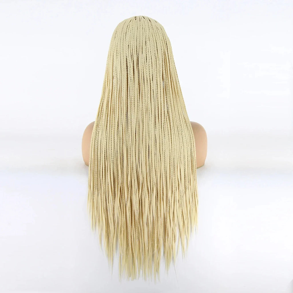 613 Blonde Box Braids Wig | Long Synthetic Lace Front | Heat Resistant | Black Women